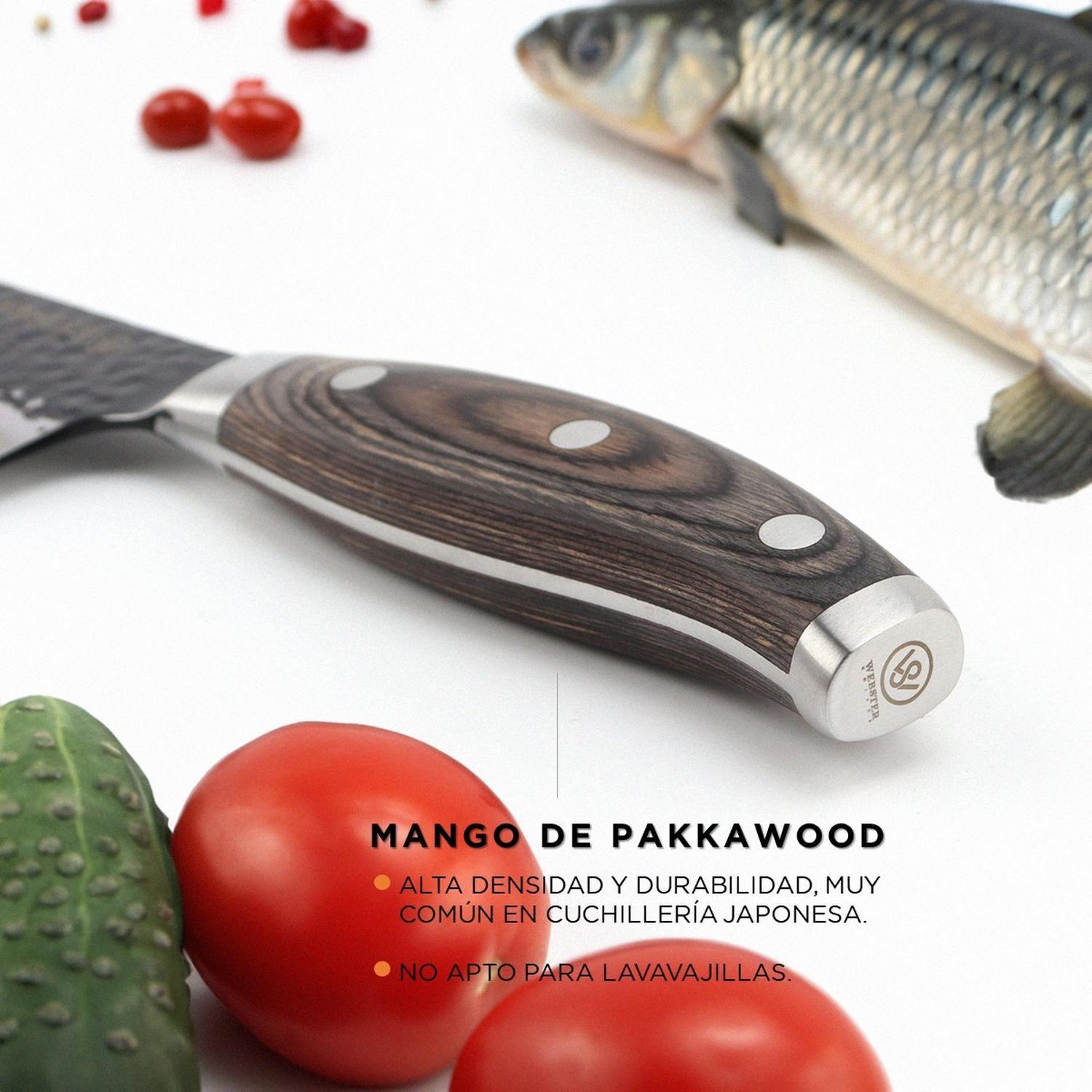 Cuchillo Acero Premium Parrillero Cocina Chef Asado Martillado Silver-4