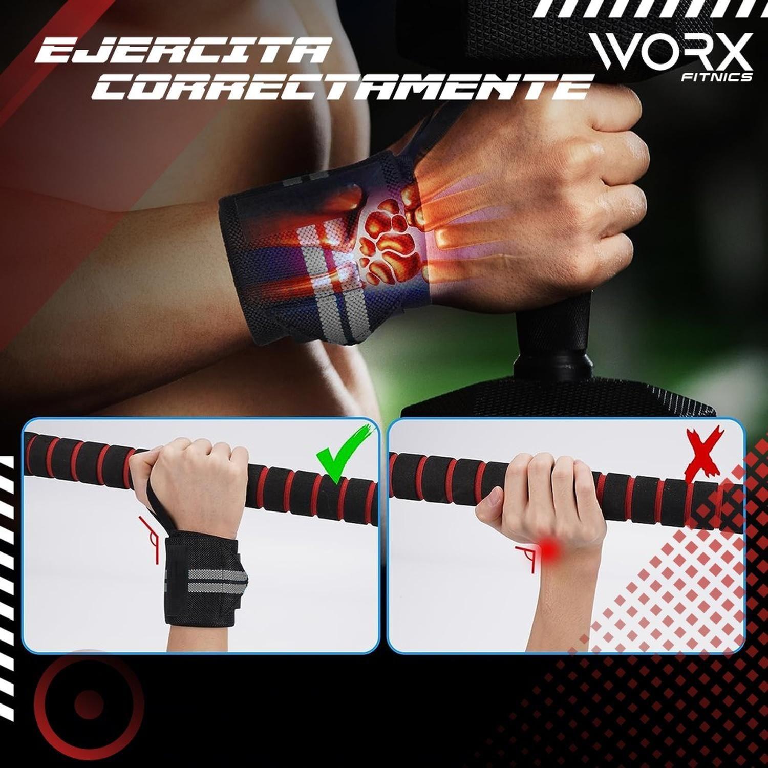 Muñequeras Levantamiento Pesas Worx Gym Gimnasio Crossfit x2-4