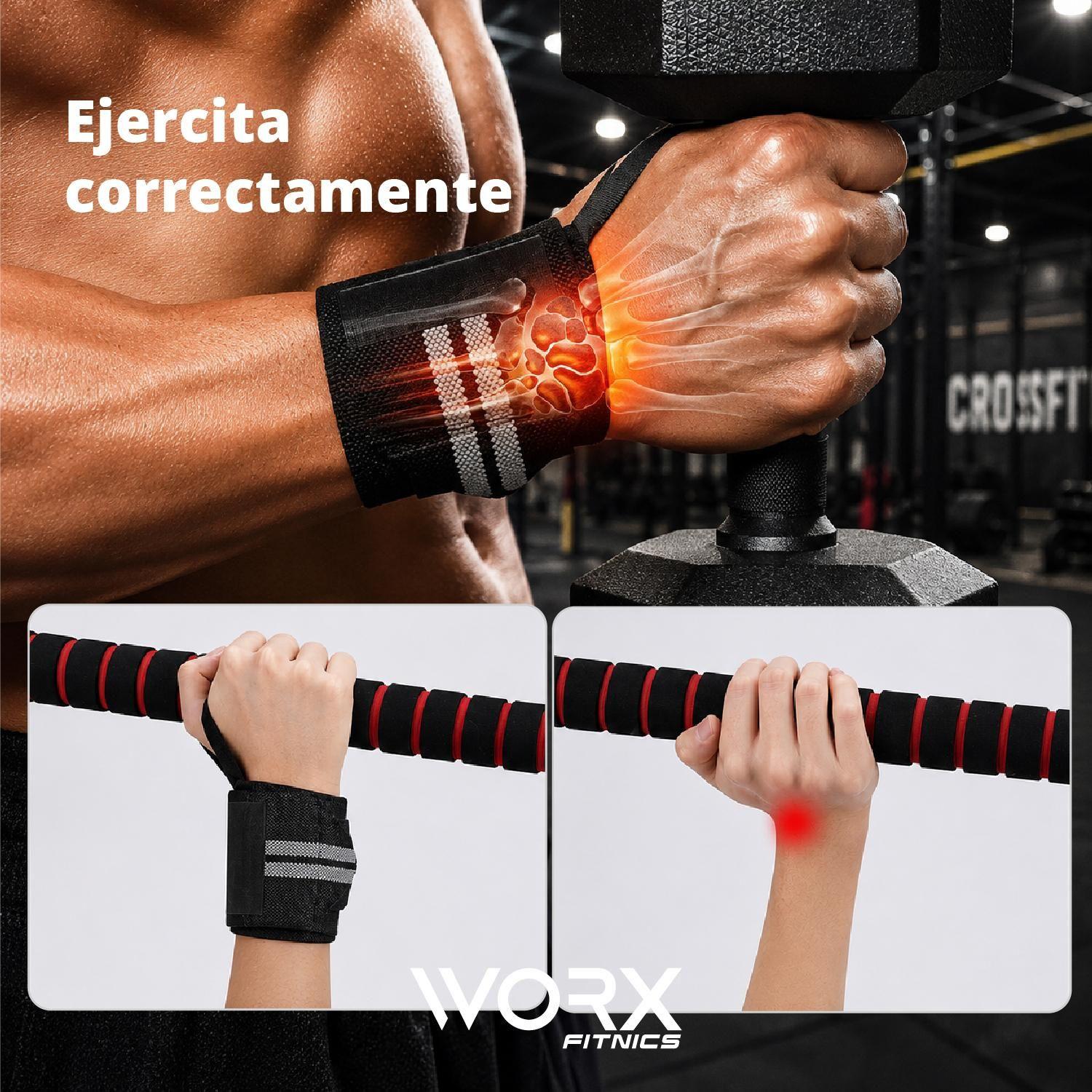 Muñequeras Levantamiento Pesas Worx Gym Gimnasio Crossfit x2-5