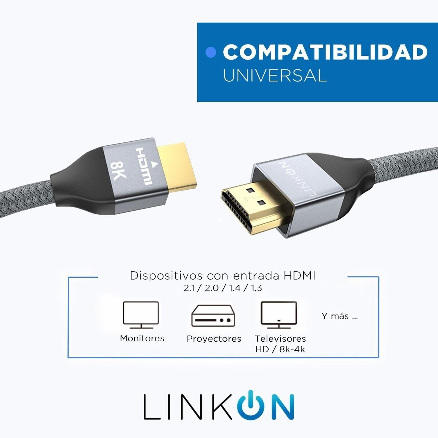 Cable Hdmi 8k @60hz, 4k@120hz 48gbps V2.1 Trenzado Oro 2mts-6