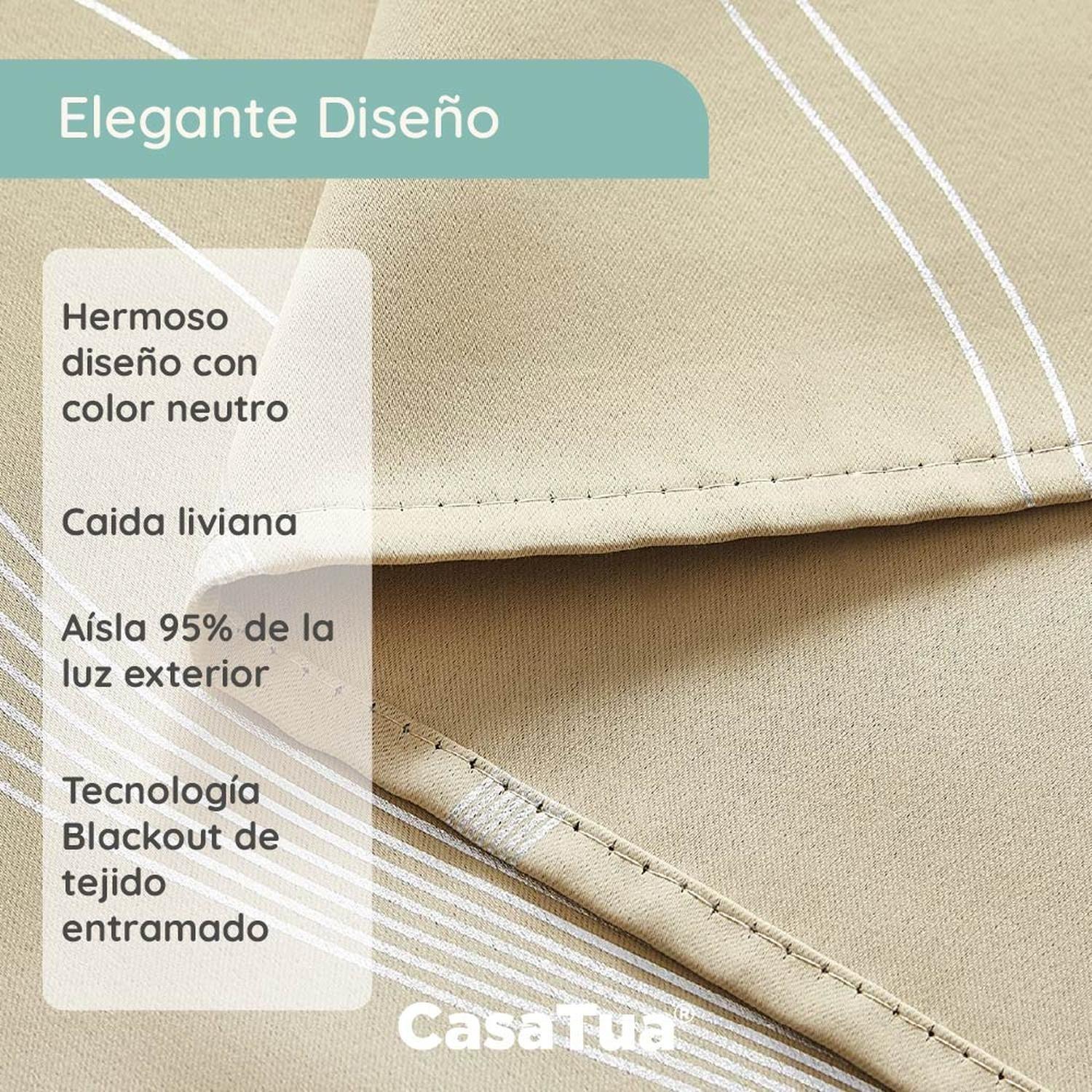 Cortina Blackout 95%, Son 2 Paños De 140x220cm CasaTua-2