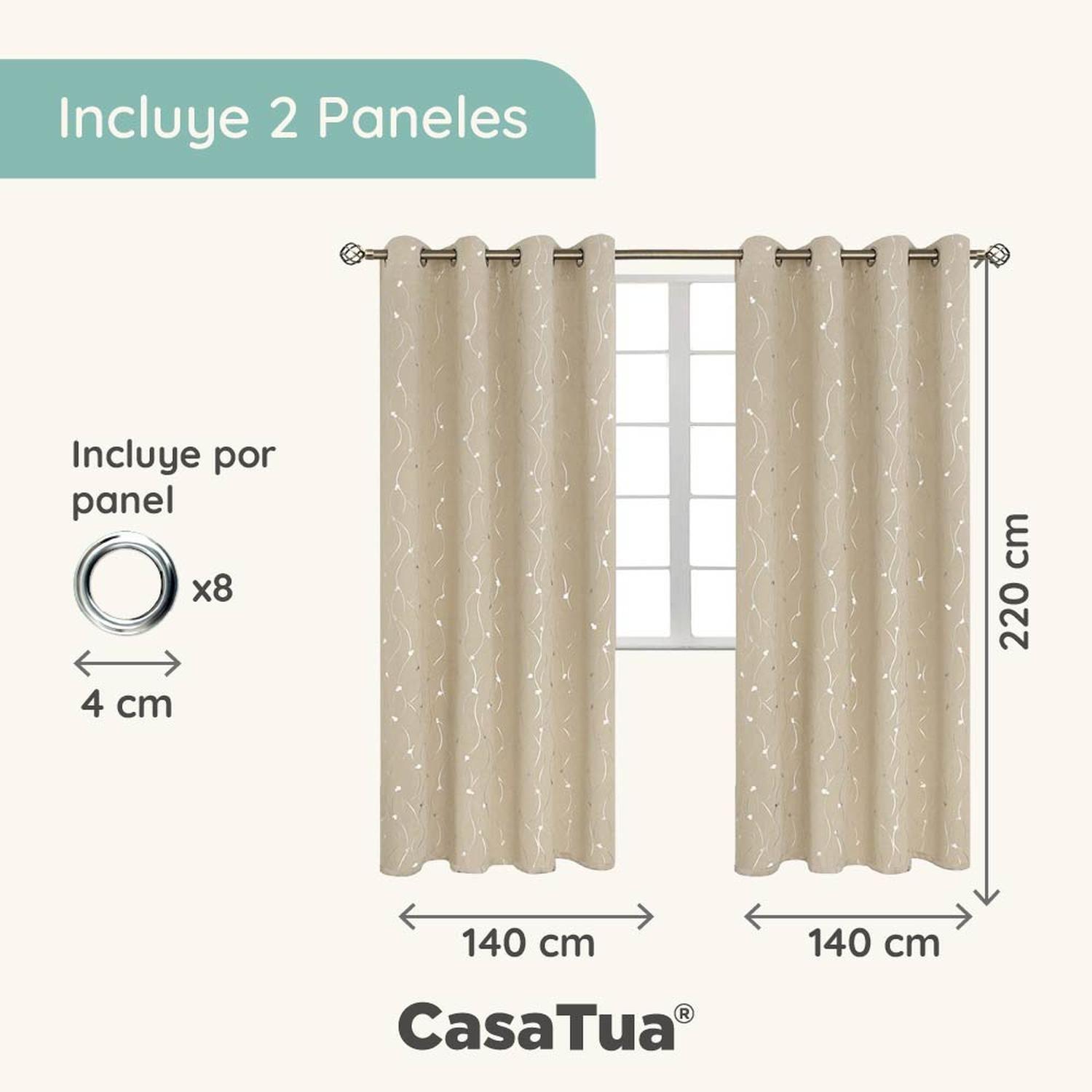 Cortina Blackout 95%, Son 2 Paños De 140x220cm CasaTua-7