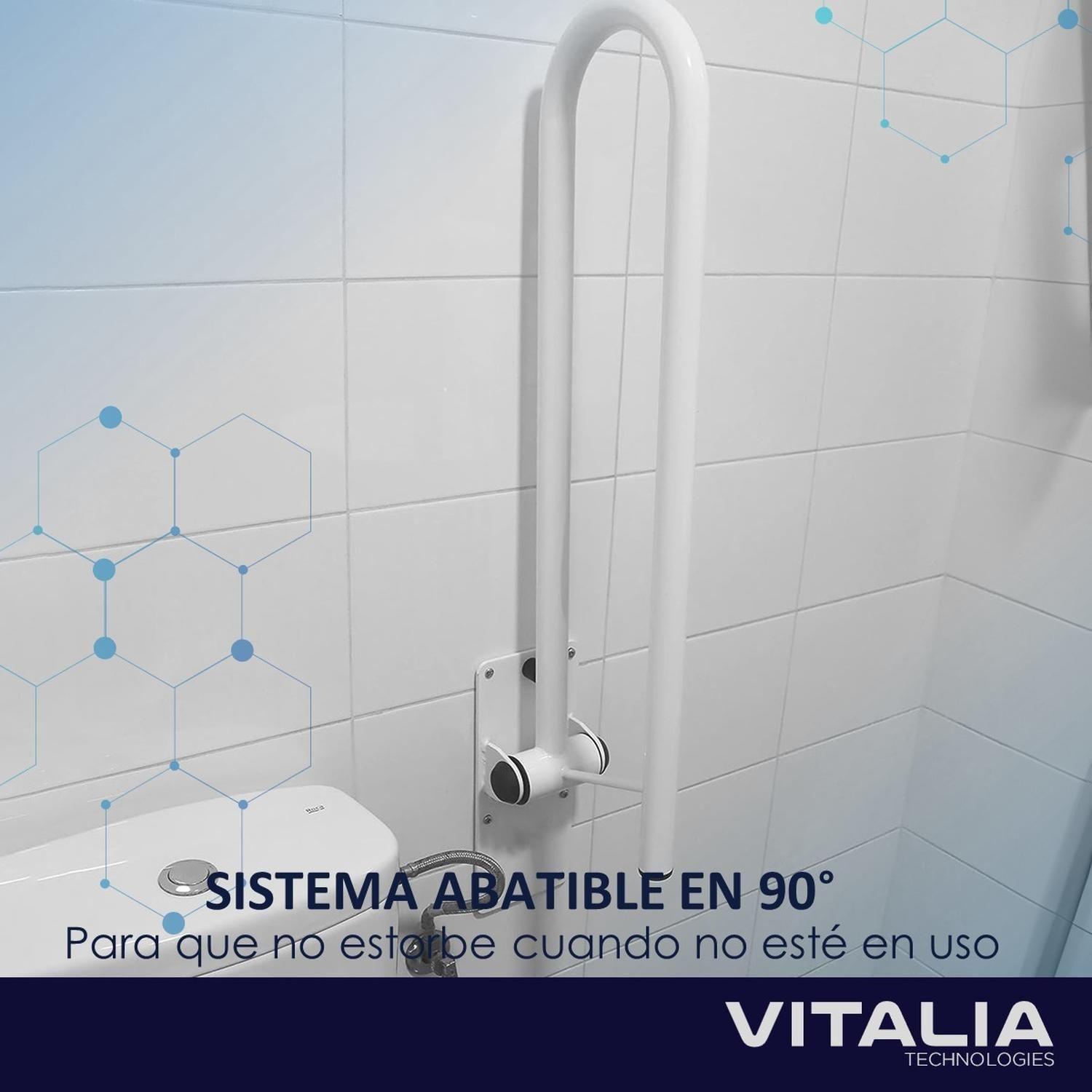 Barra de Apoyo Seguridad para Baño Pasamanos Abatible Acero-2