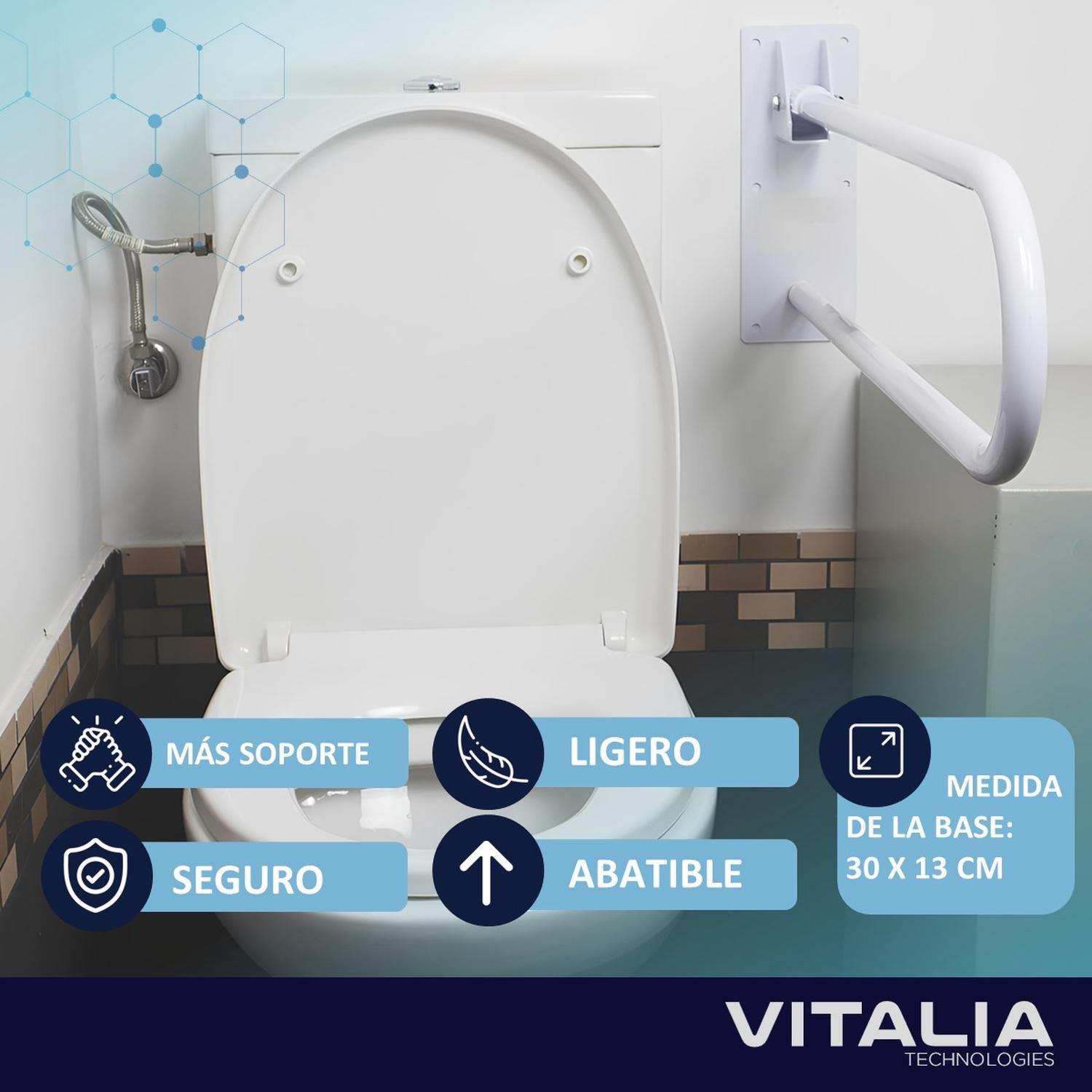 Barra de Apoyo Seguridad para Baño Pasamanos Abatible Acero-3