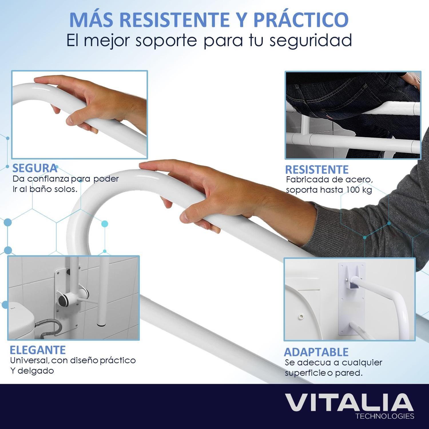 Barra de Apoyo Seguridad para Baño Pasamanos Abatible Acero-4