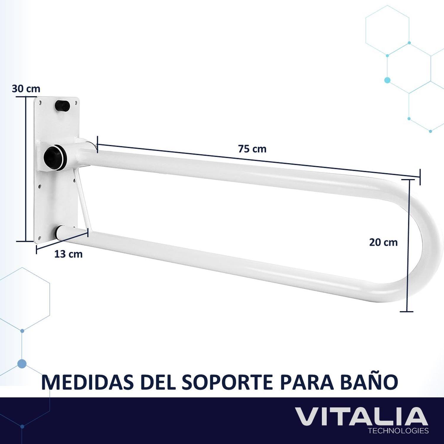 Barra de Apoyo Seguridad para Baño Pasamanos Abatible Acero-6