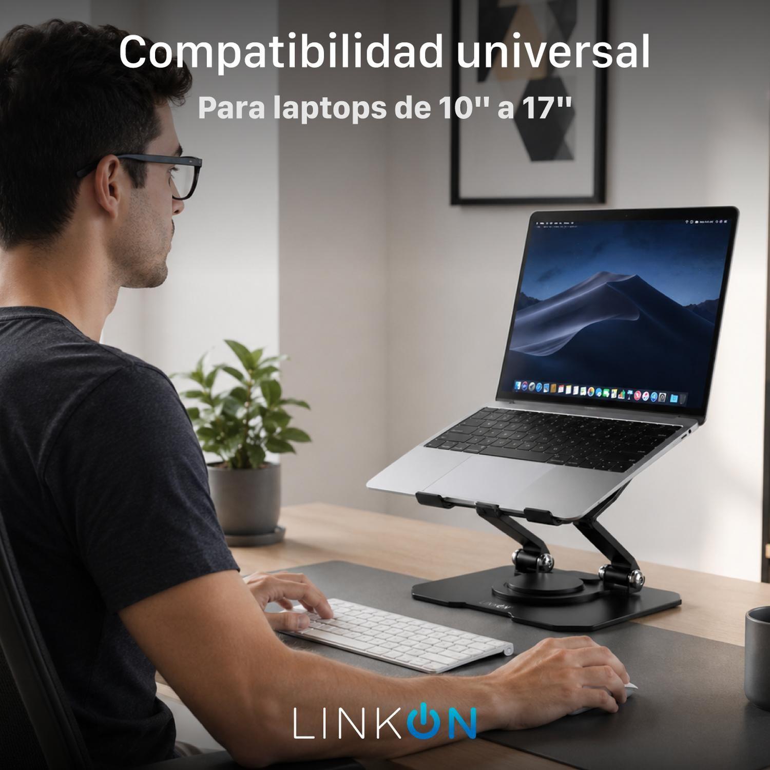 Soporte Notebook Linkon Aluminio Ajustable 360° hasta 17"-1