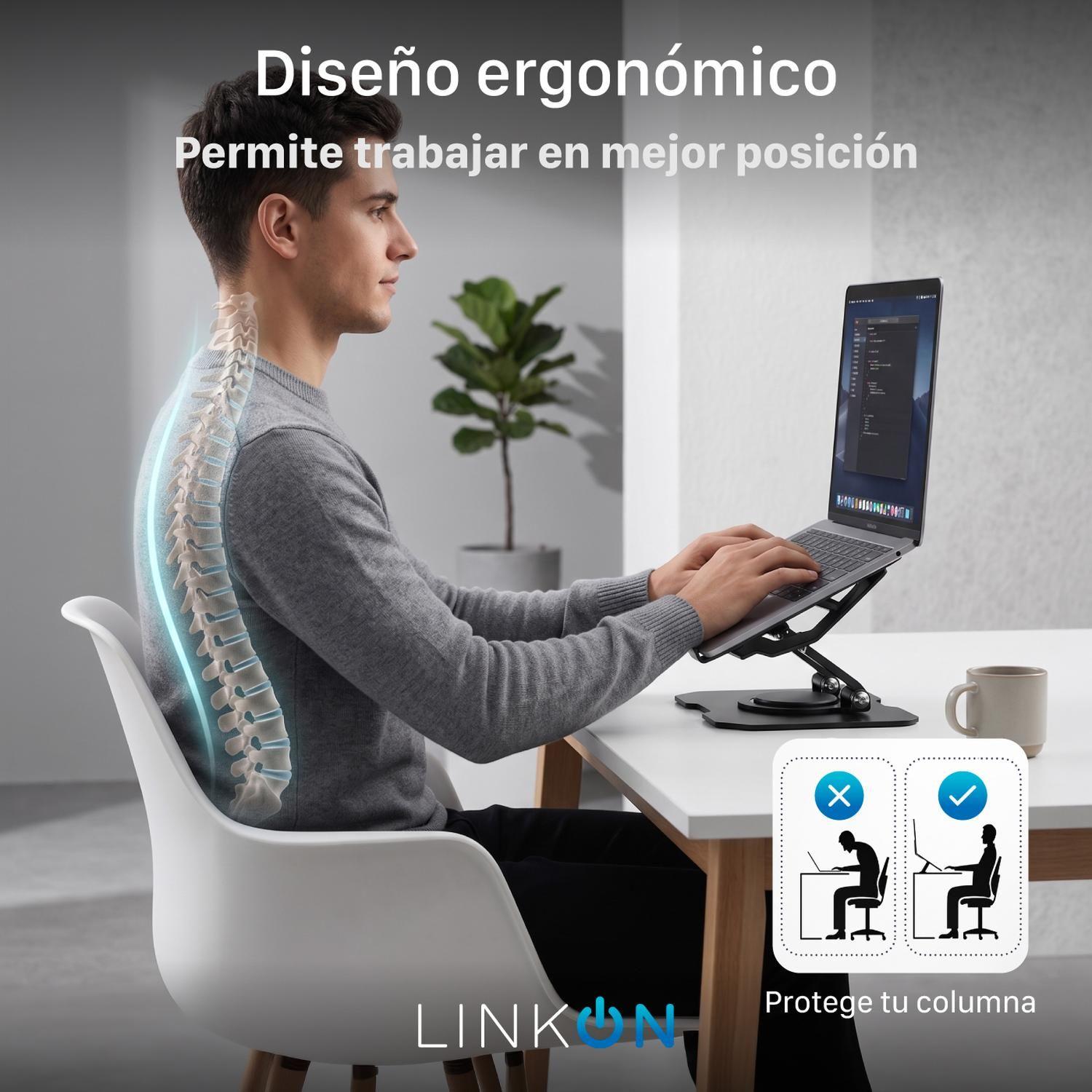 Soporte Notebook Linkon Aluminio Ajustable 360° hasta 17"-3