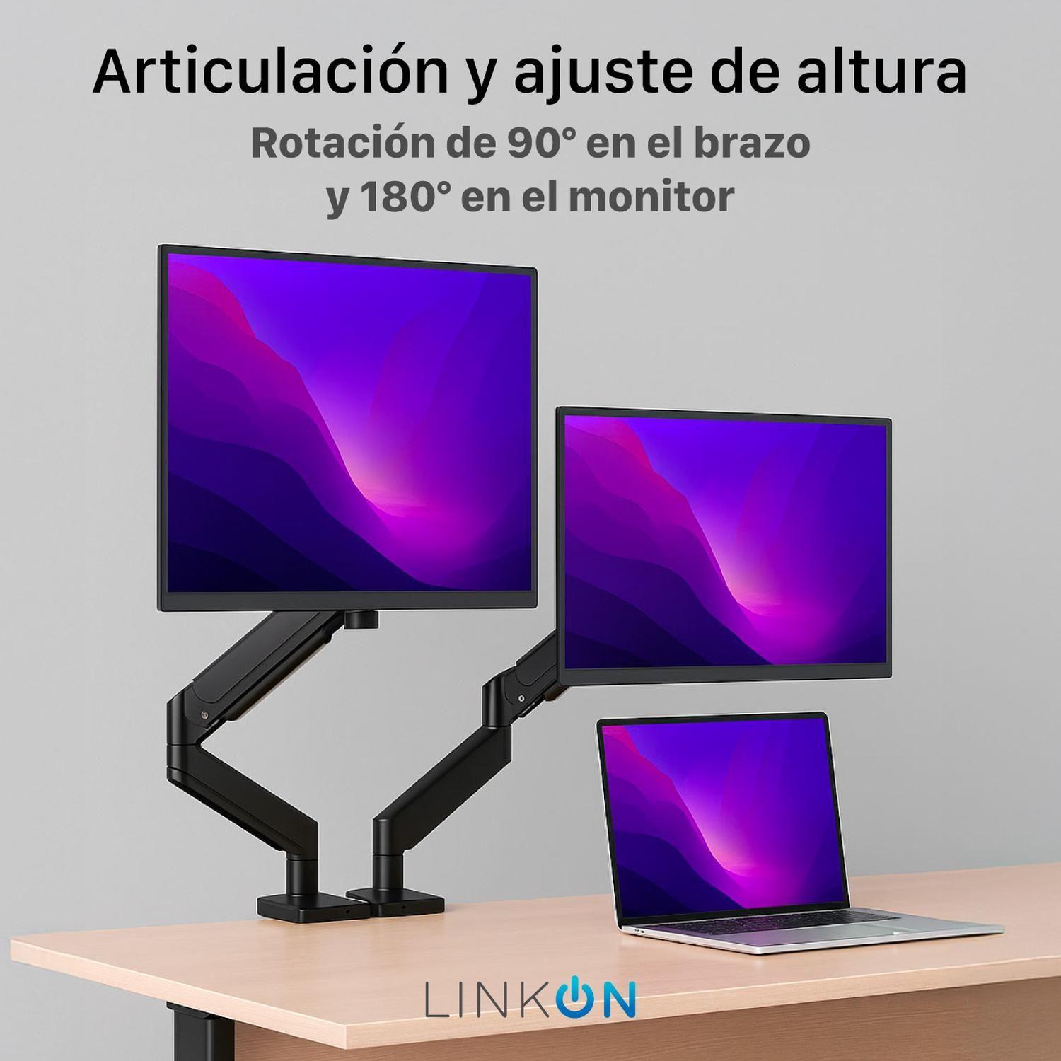 Brazo Soporte Doble Para 2 Monitores Escritorio Linkon-2