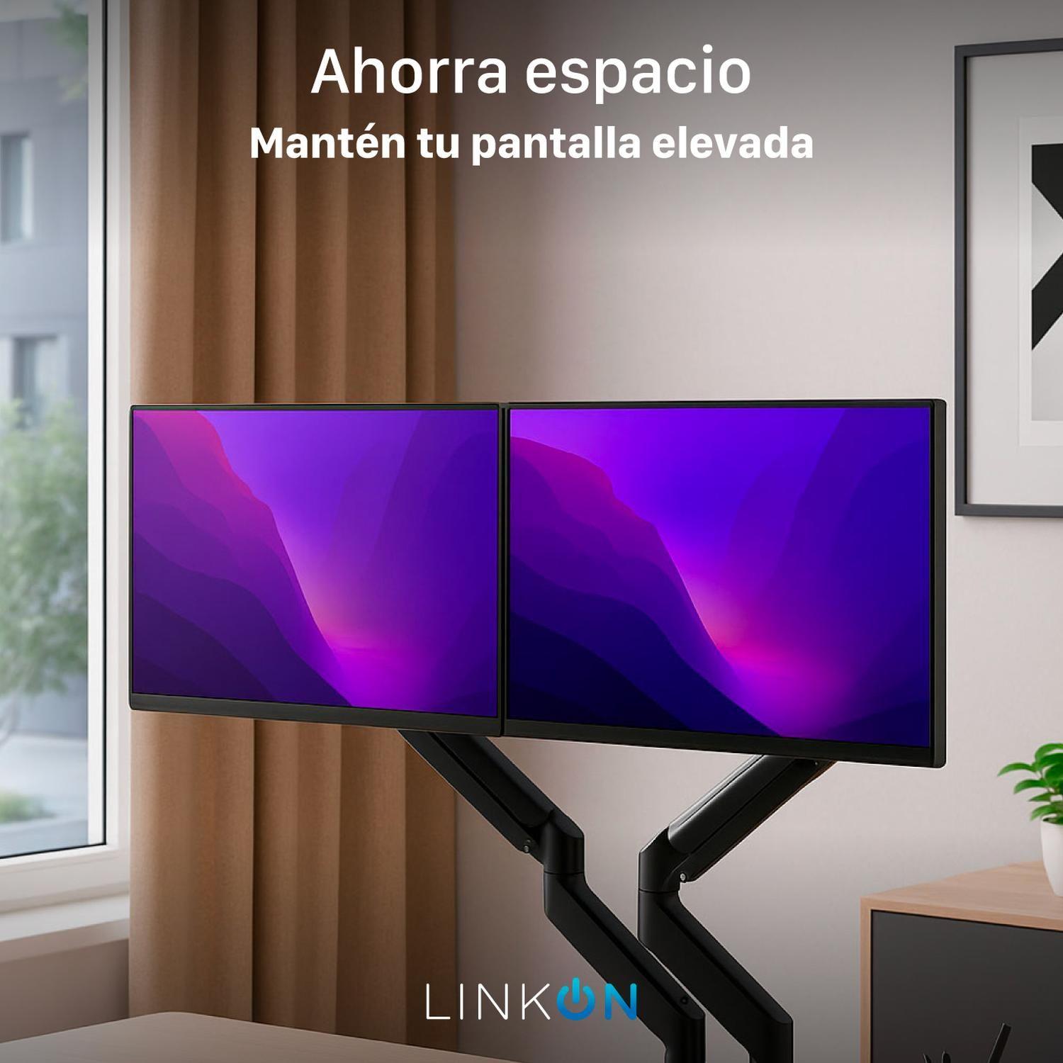 Brazo Soporte Doble Para 2 Monitores Escritorio Linkon-3