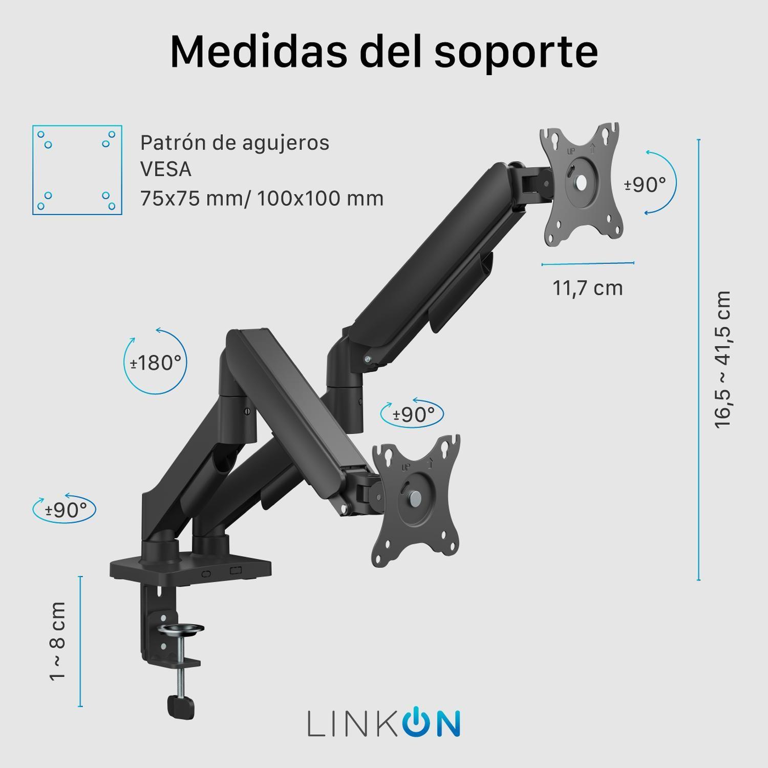 Brazo Soporte Doble Para 2 Monitores Escritorio Linkon-4