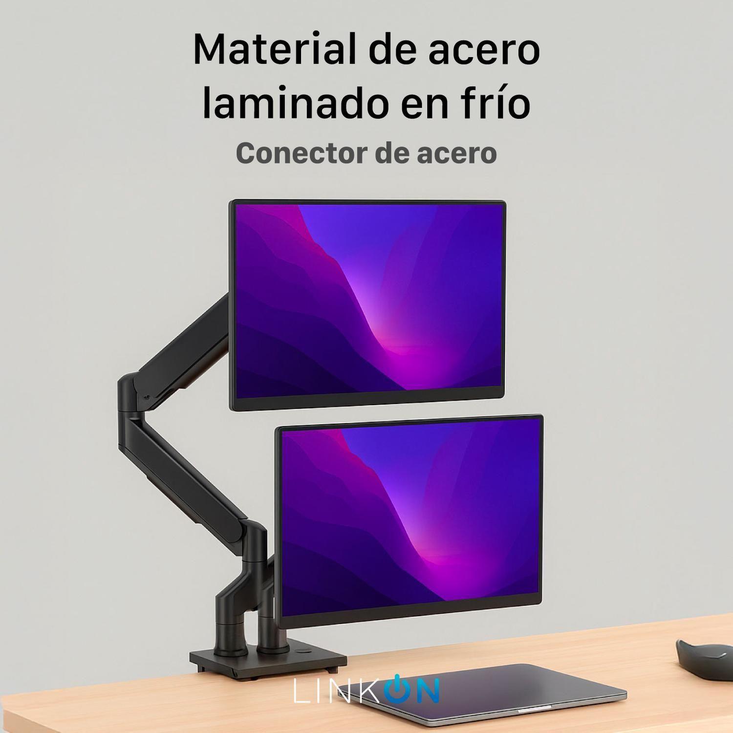 Brazo Soporte Doble Para 2 Monitores Escritorio Linkon-5