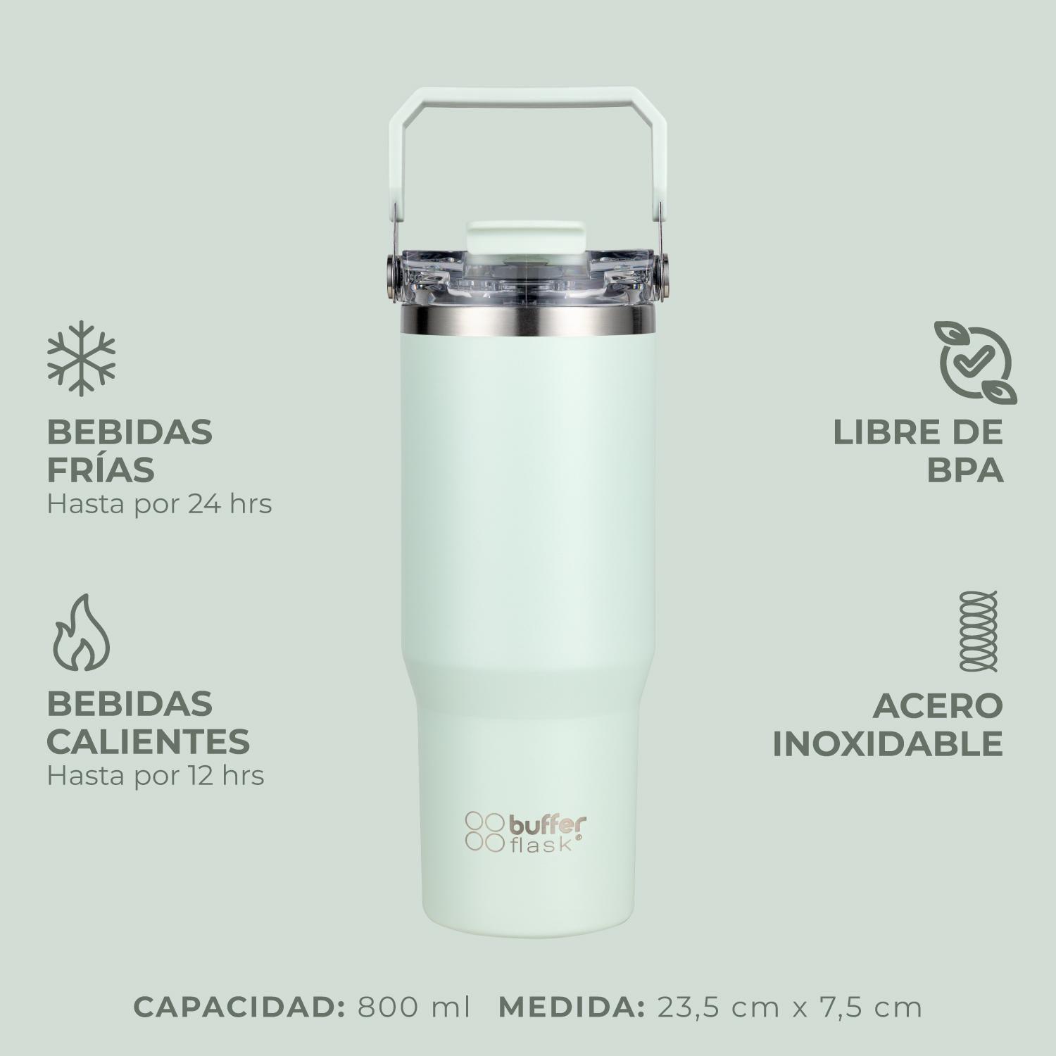 Botella Termica Agua Mug Buffer Acero Inox 800 ml Verde-2