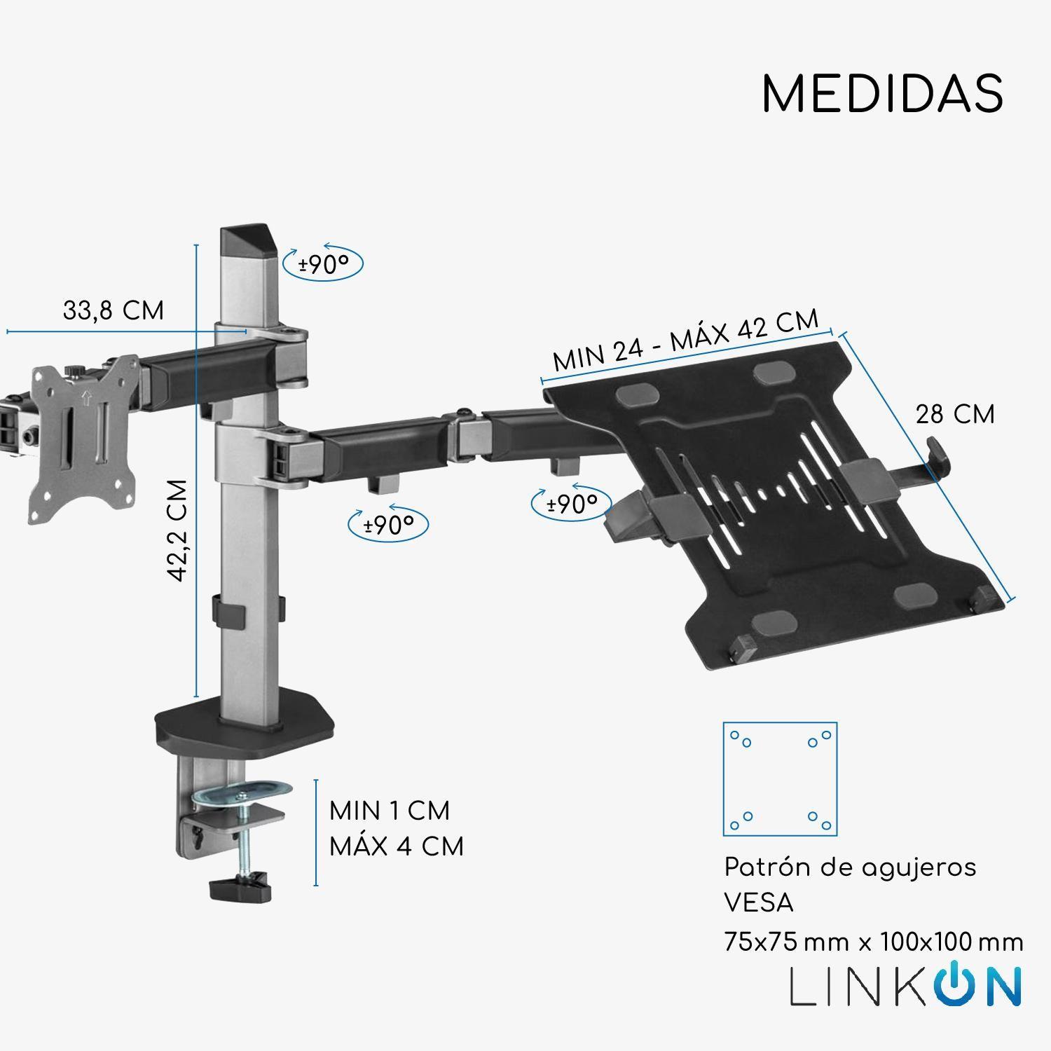 Soporte Brazo Doble Monitor Notebook Linkon Escritorio Lujo-4