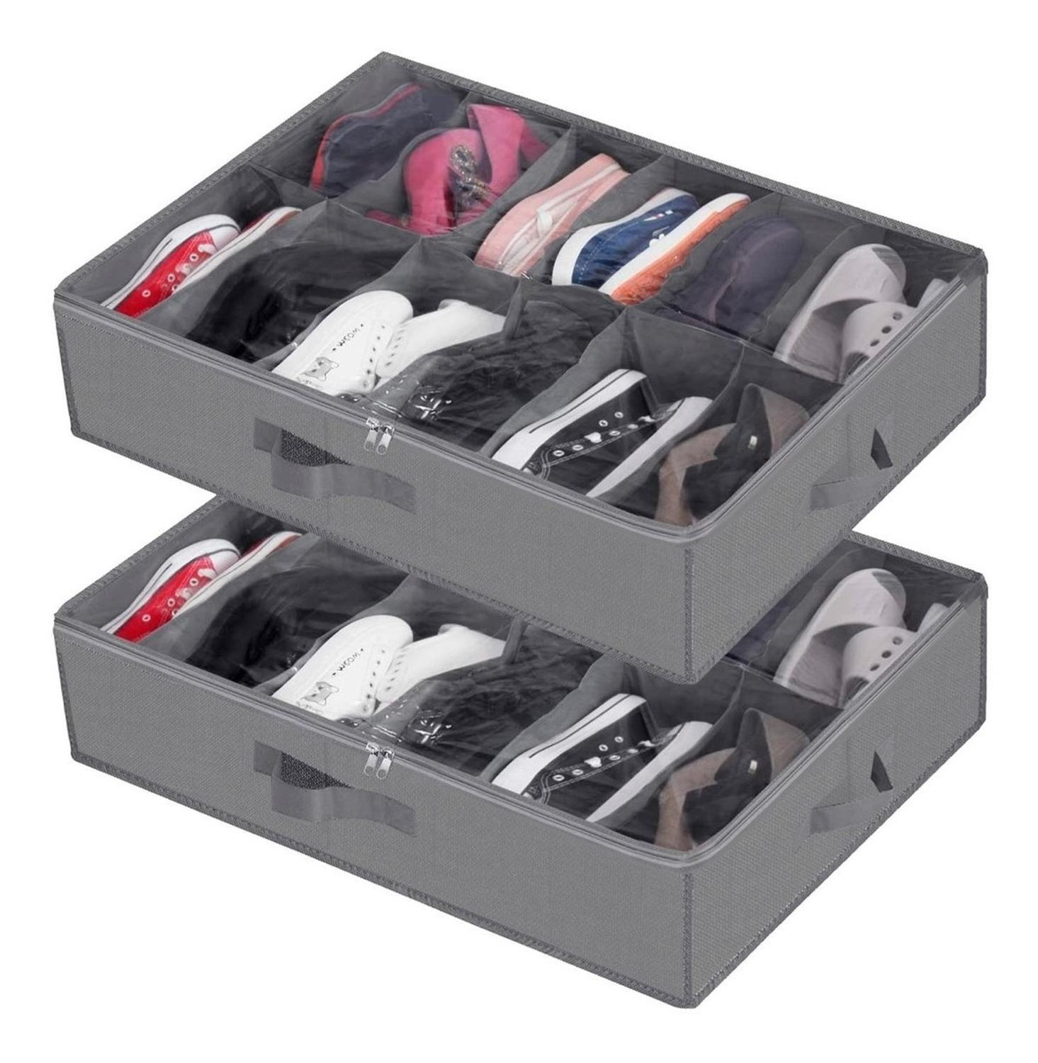 Organizador Zapatos Bajo Cama Almacenamiento Zapatero 24 Pares-0