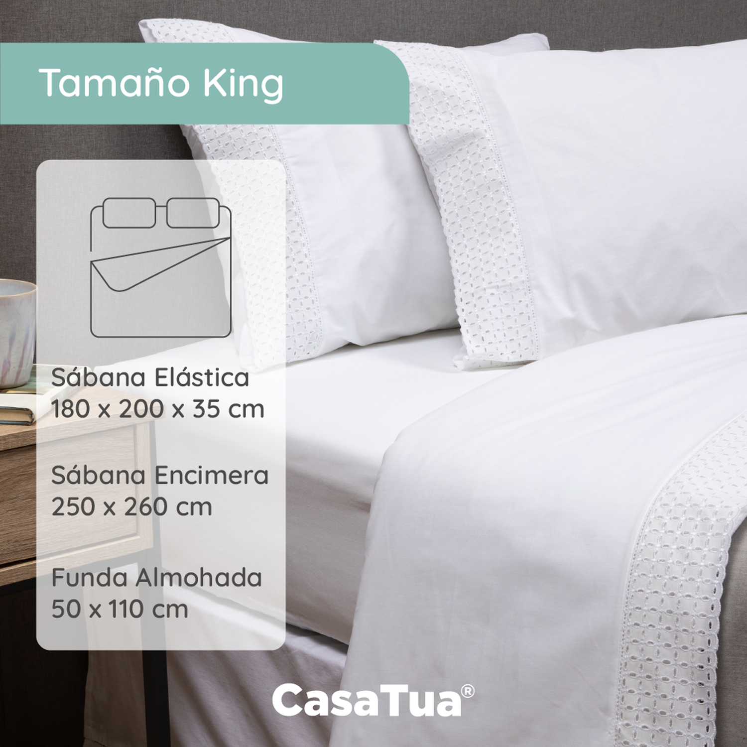 Sabanas Bordadas King Super King CasaTua +Fundas Almohada-2