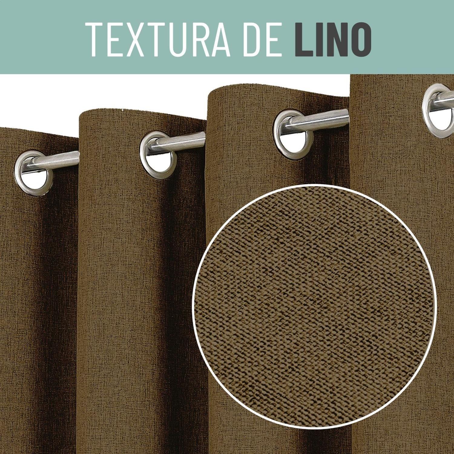 Cortina Blackout 100% 2 Paños de 140x220cm Text Lino-6