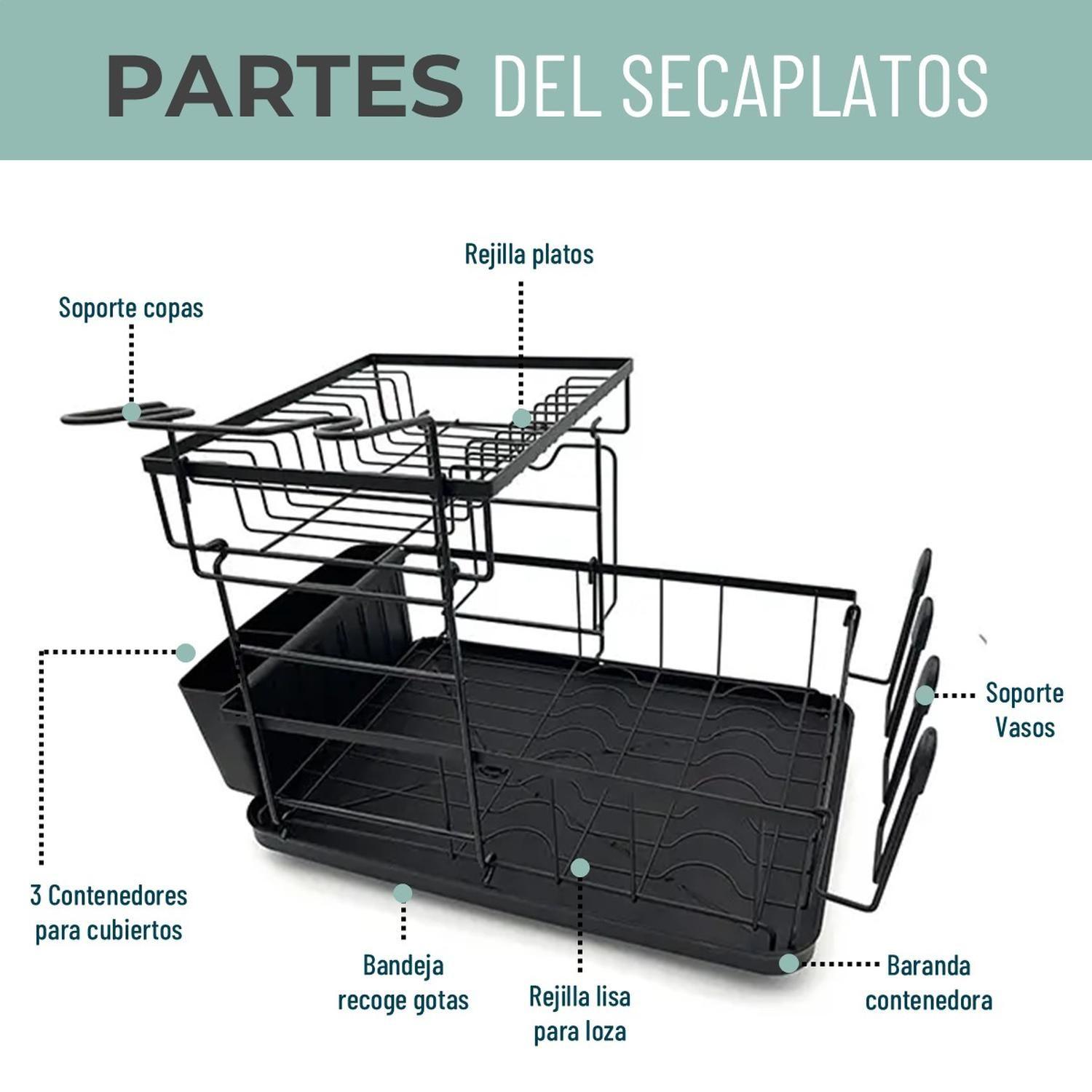 Secaplatos Escurridor de Platos Loza 100% Inoxidable CasaTua-5