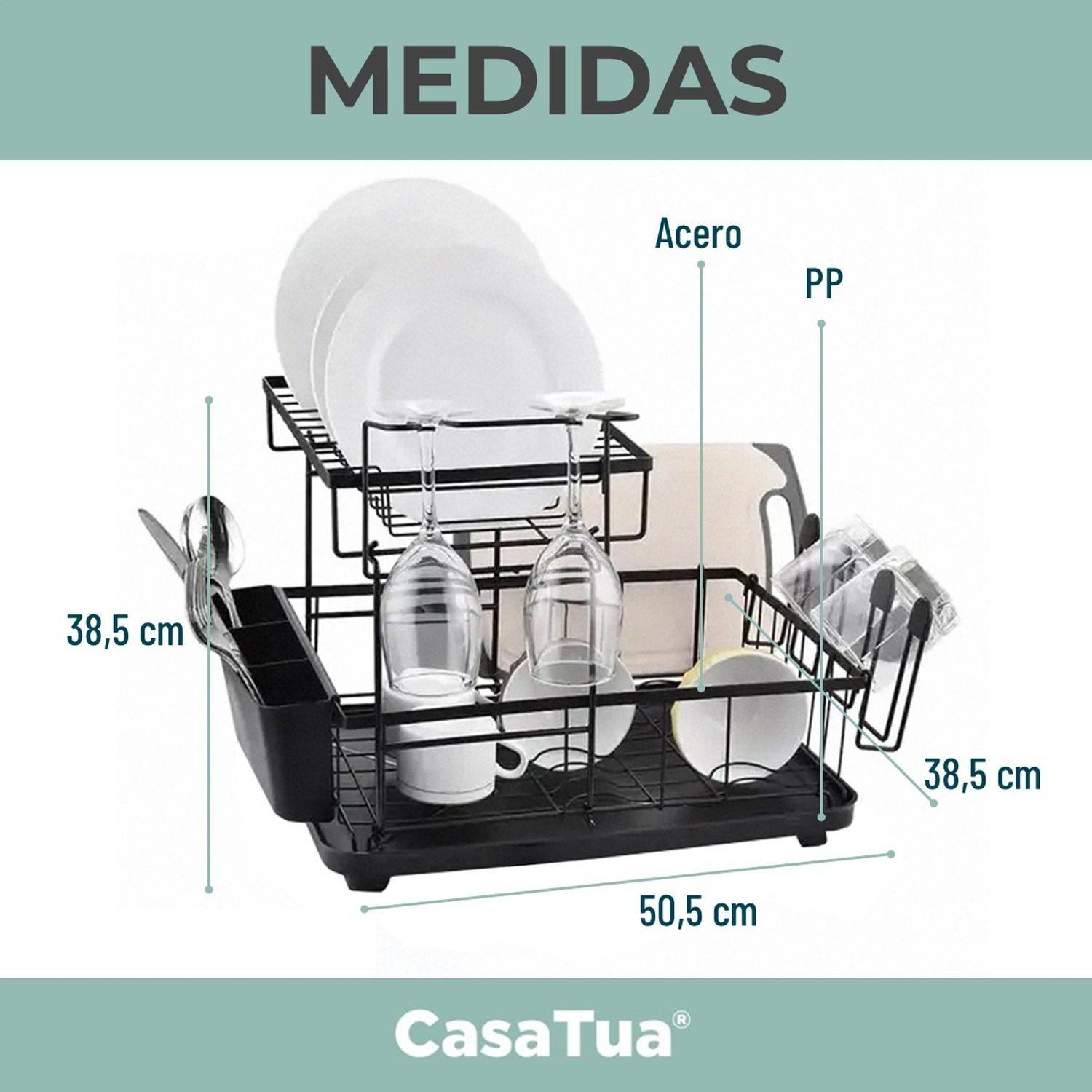 Secaplatos Escurridor de Platos Loza 100% Inoxidable CasaTua-8