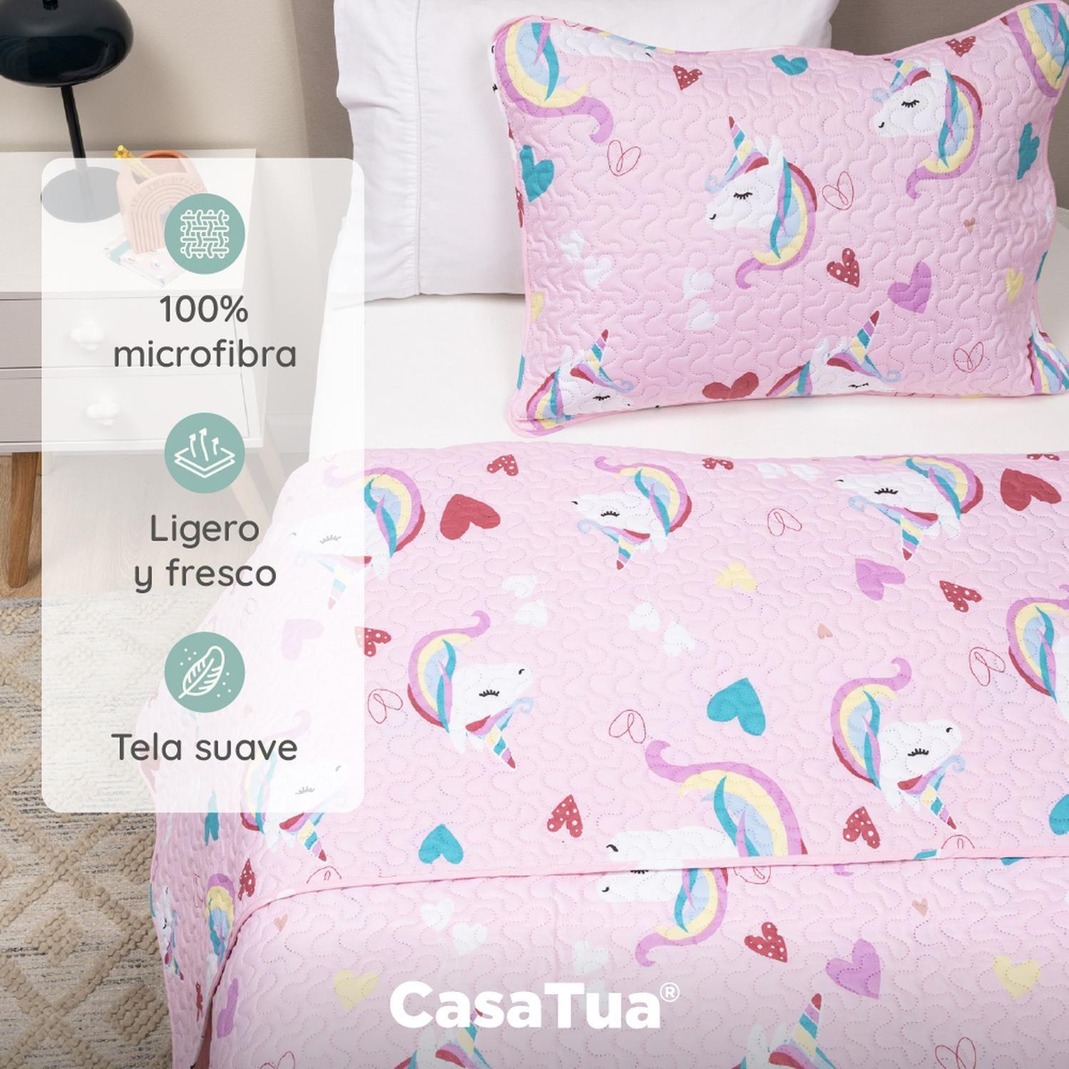 Cubrecama Quilt Reversible+funda Almohada 1,5P Niño Niña-5