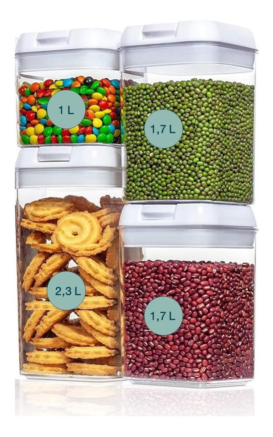 Contenedores Alimento Hermeticos Apilable Cierre Fácil Set 4-0