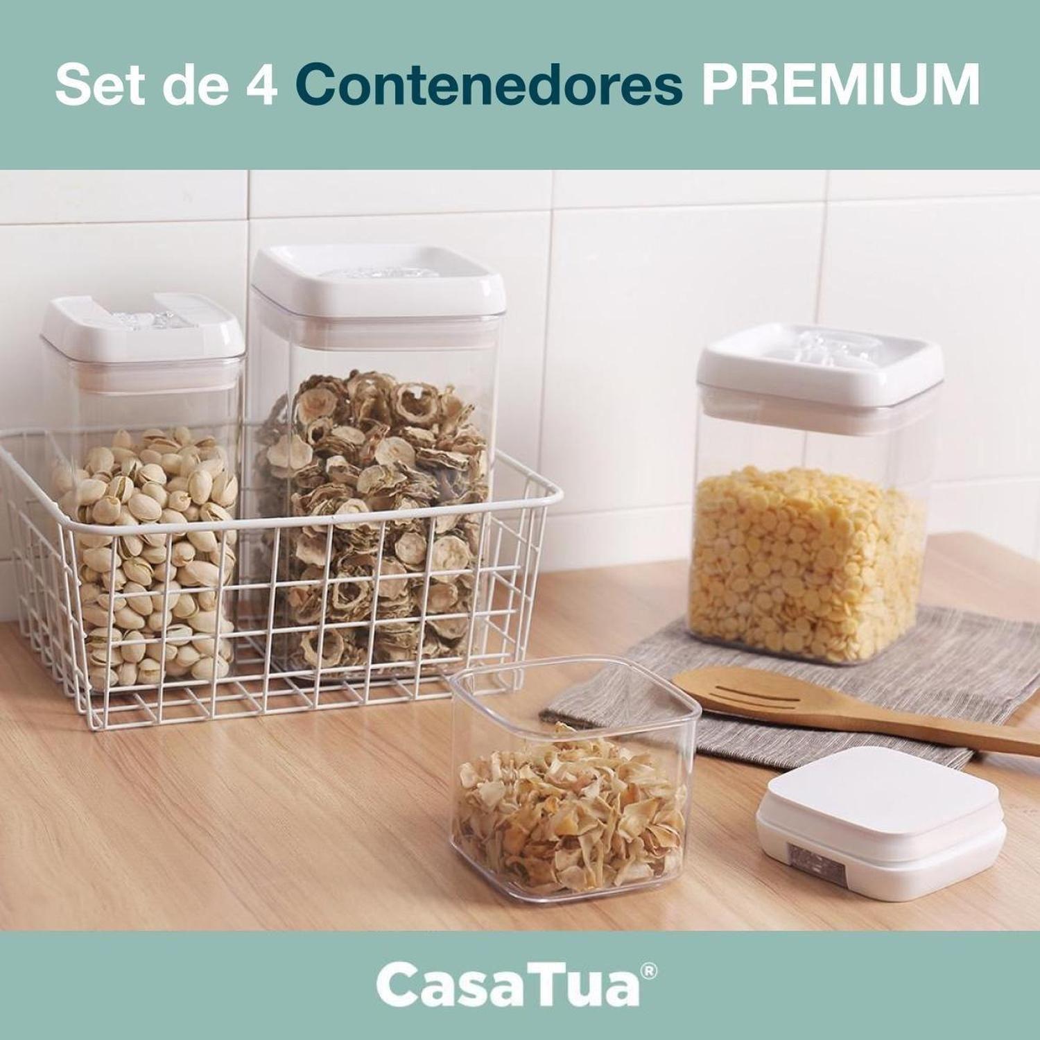 Contenedores Alimento Hermeticos Apilable Cierre Fácil Set 4-1