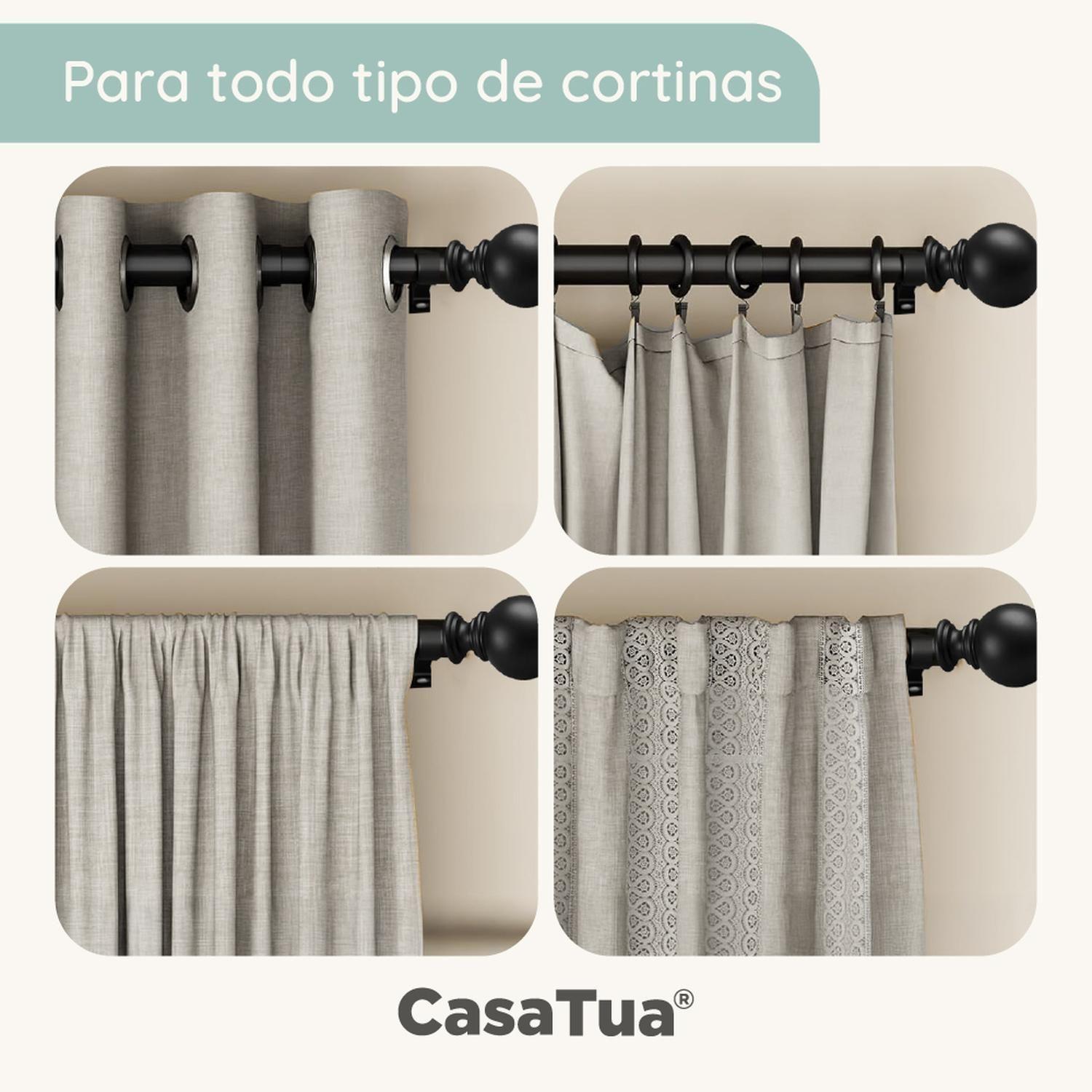Barra Cortina CasaTua Extensible 110 a 320 cm + Soporte-4