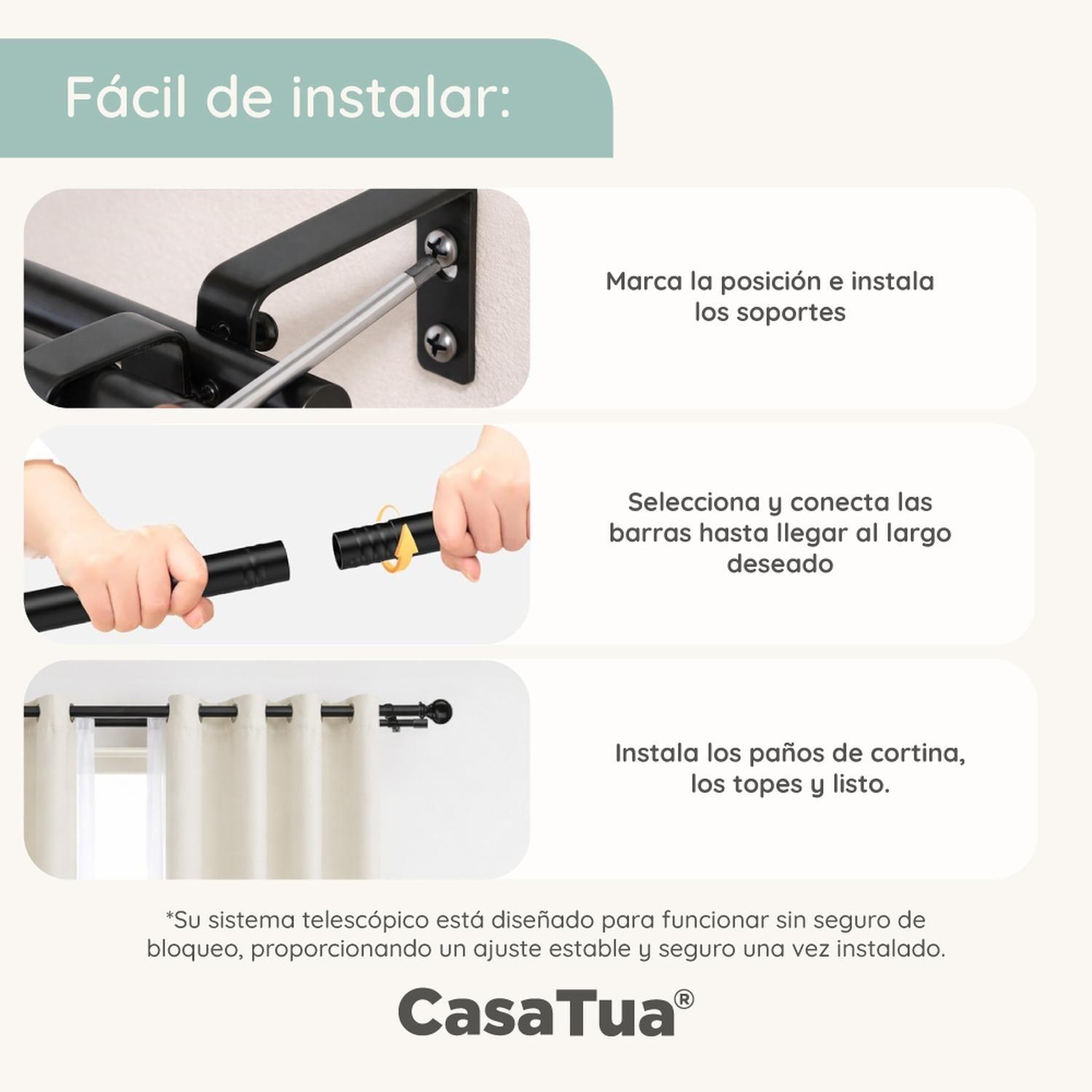 Barra Cortina CasaTua Extensible 110 a 320 cm + Soporte-6