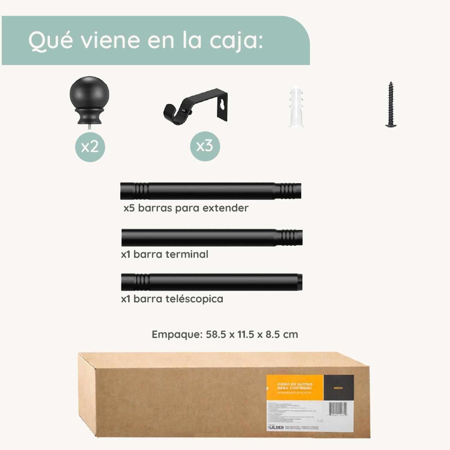 Barra Cortina CasaTua Extensible 110 a 320 cm + Soporte-7
