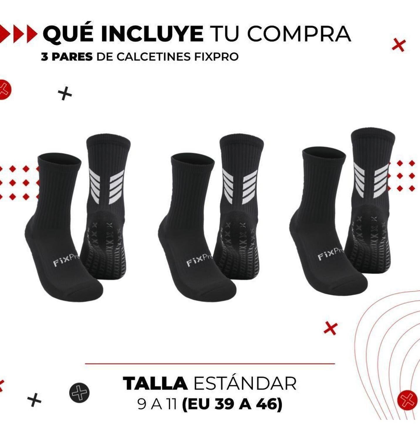 Medias Futbol Calcetas  Deportivas Antideslizantes x3 Fitnics Talla Única negro-7