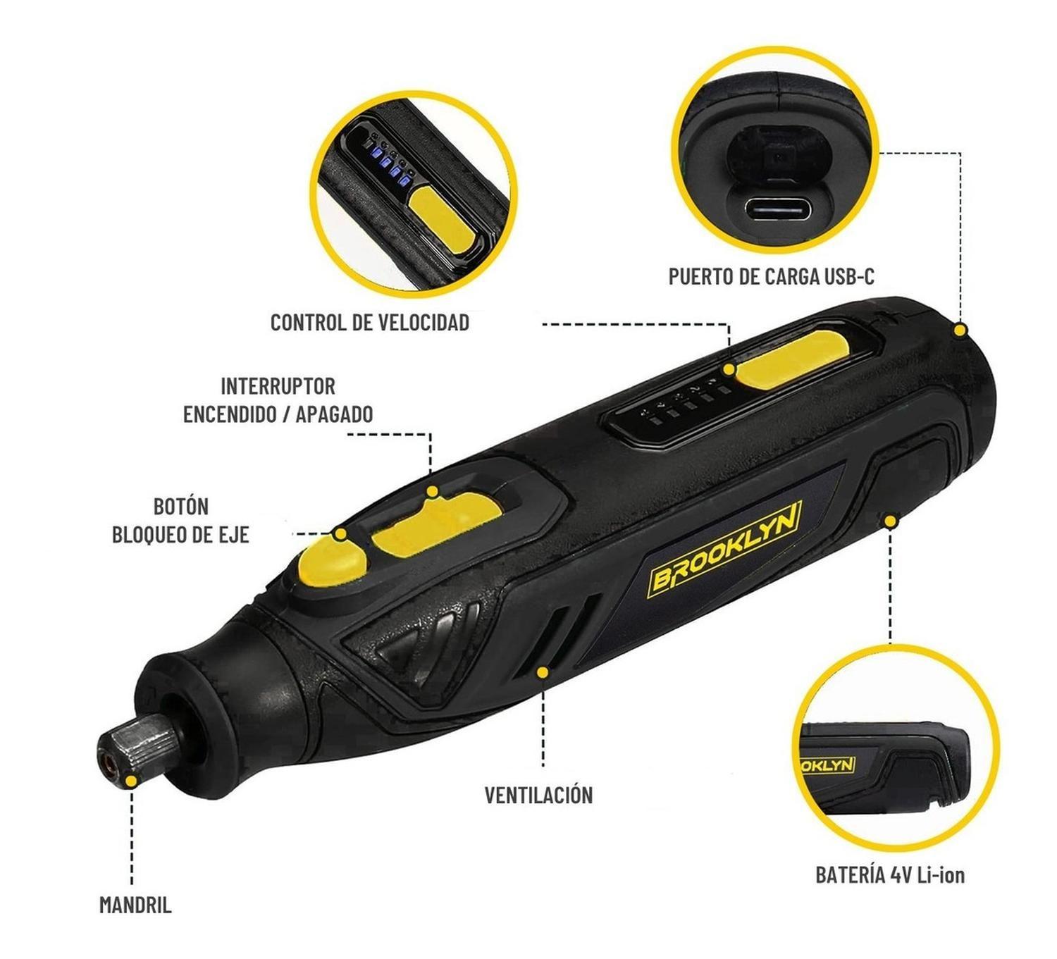 Herramienta Rotativa tipo Dremel Inalambrica Brooklyn 40 acc-4