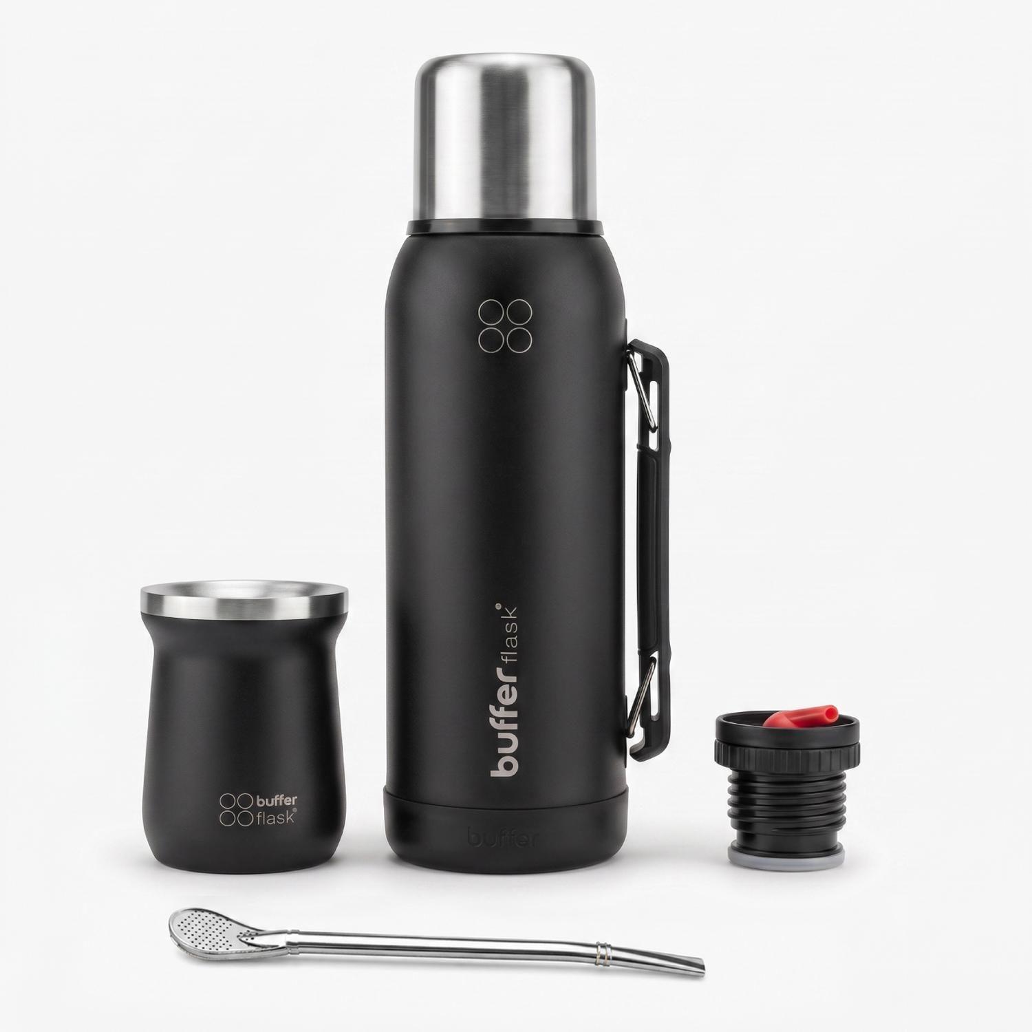 Termo Mate Set 1 Litro Buffer Acero Inox Kit Matero Bombilla-0