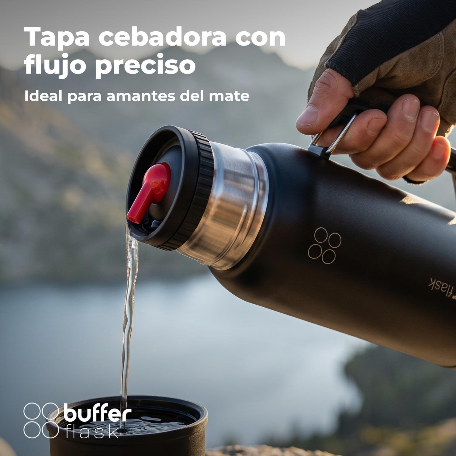 Termo Mate Set 1 Litro Buffer Acero Inox Kit Matero Bombilla-2