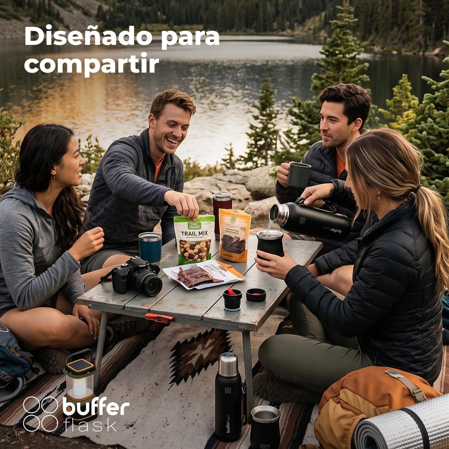 Termo Mate Set 1 Litro Buffer Acero Inox Kit Matero Bombilla-4
