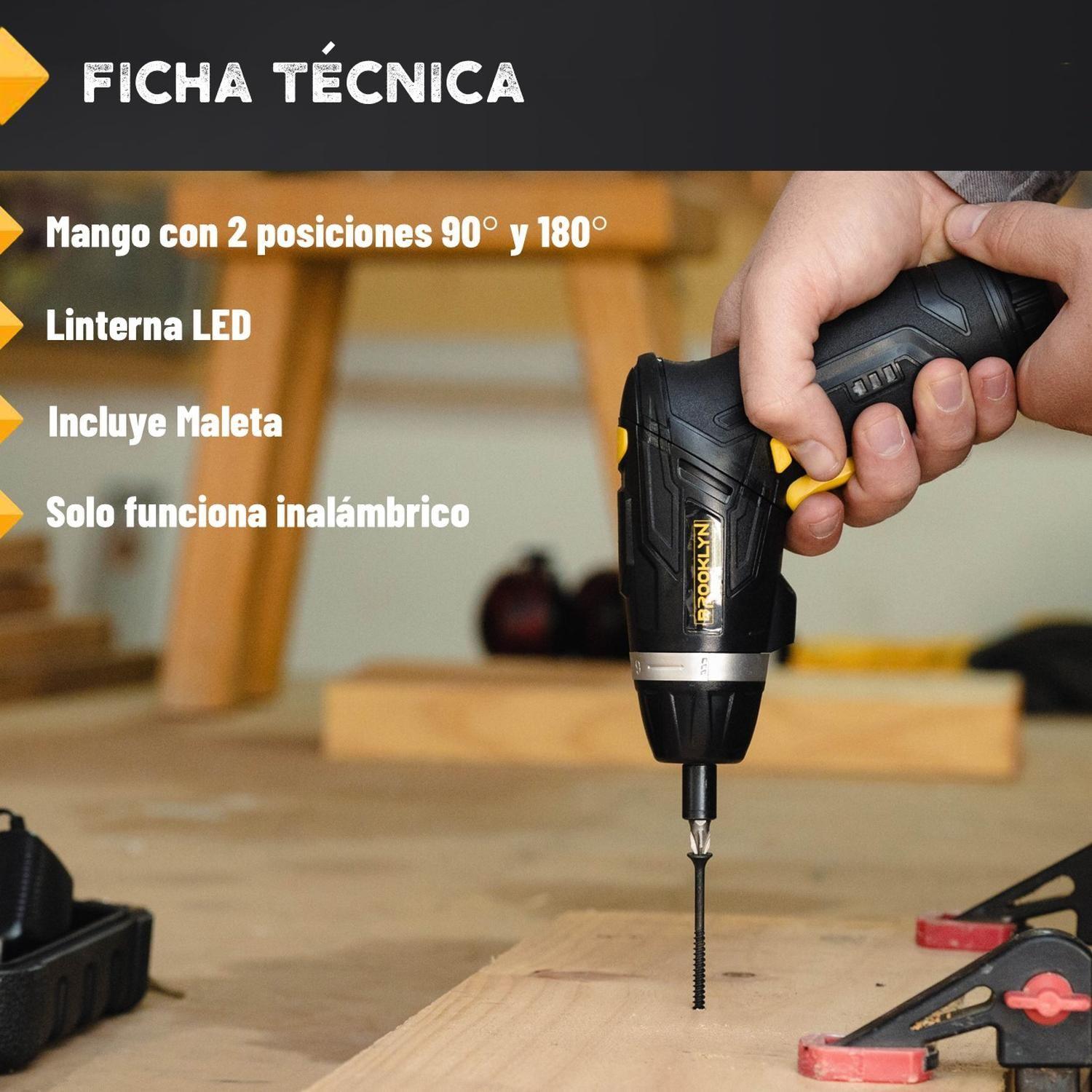 Atornillador Inalambrico 4V Brooklyn +Maleta + 45 Accesorios-7