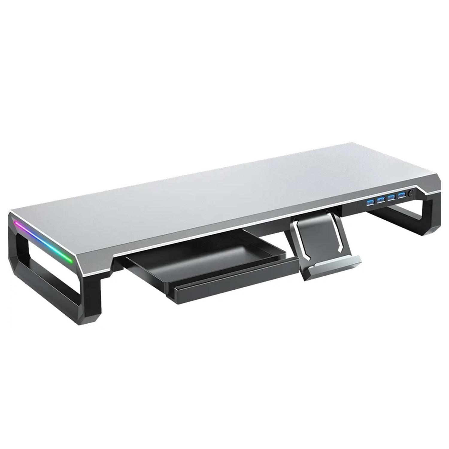 Soporte Monitor Notebook Rgb Escritorio Linkon Aluminio USB-0
