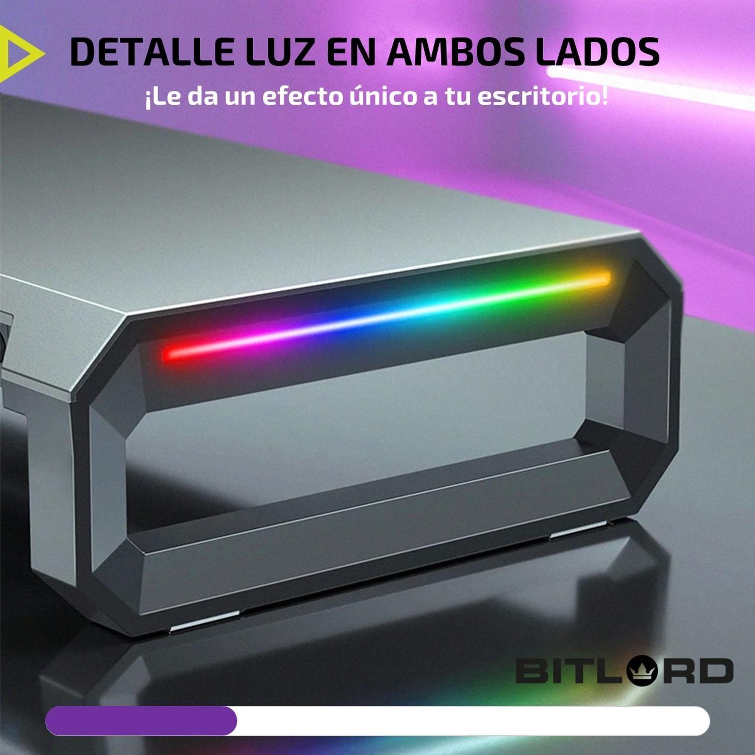 Soporte Monitor Notebook Rgb Escritorio Linkon Aluminio USB-2