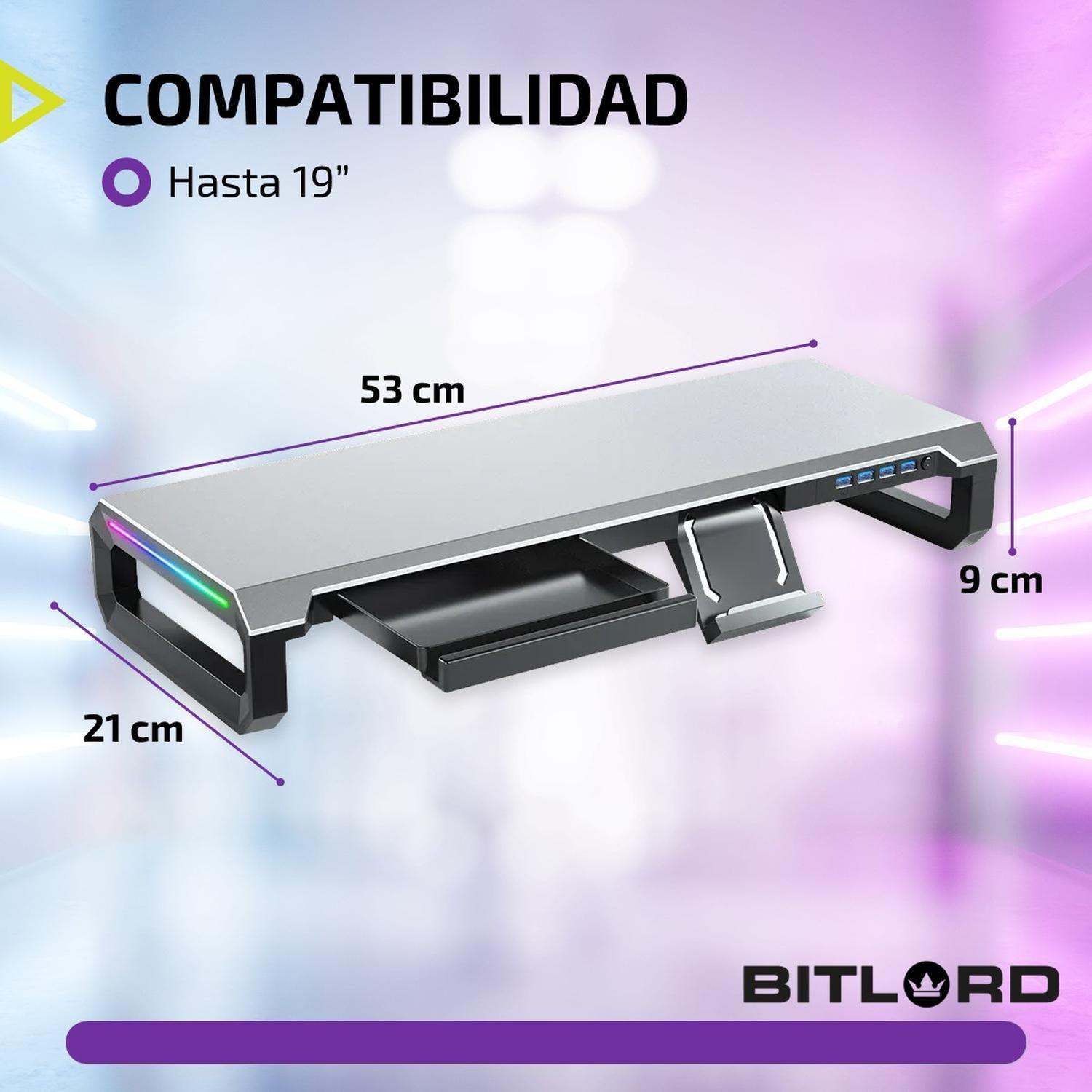 Soporte Monitor Notebook Rgb Escritorio Linkon Aluminio USB-7