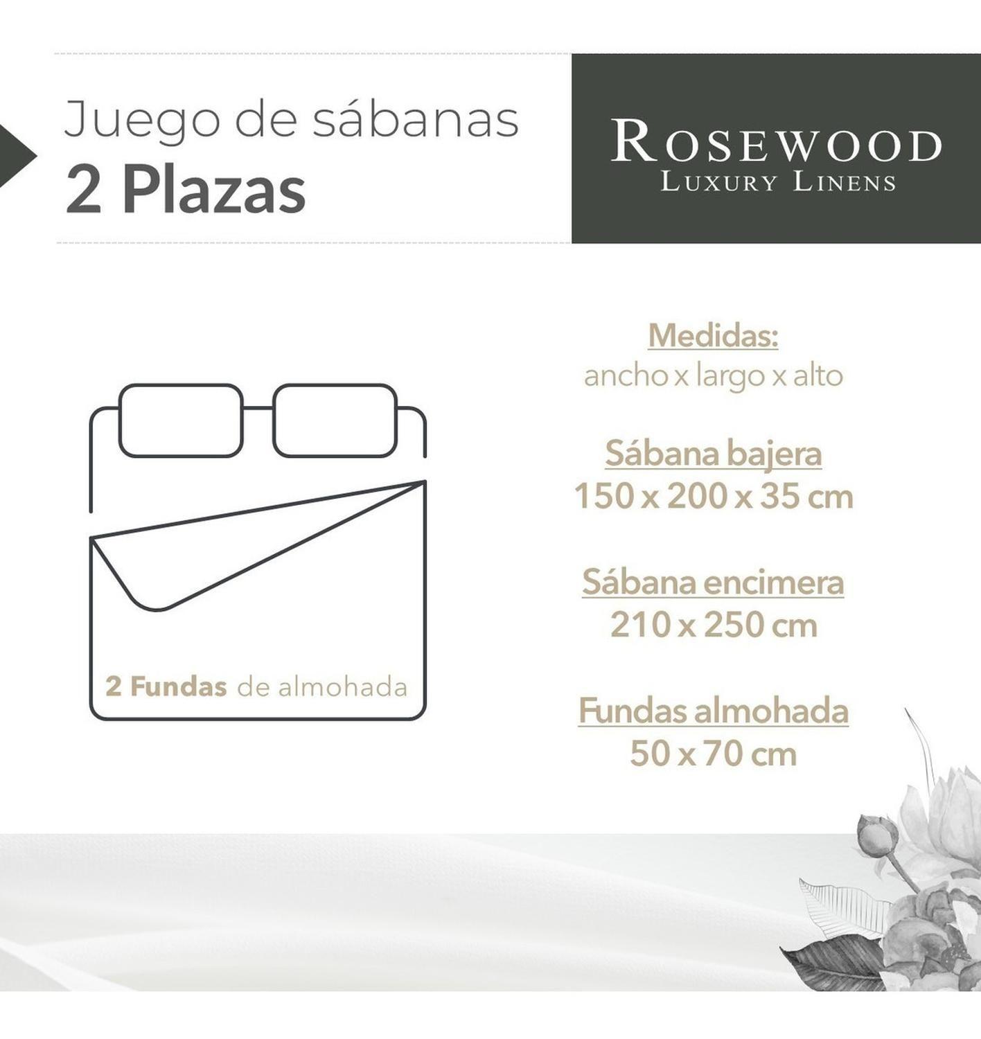 Sabanas Juego 300 Hilos 100% Algodon Rosewood 2 Plazas-4