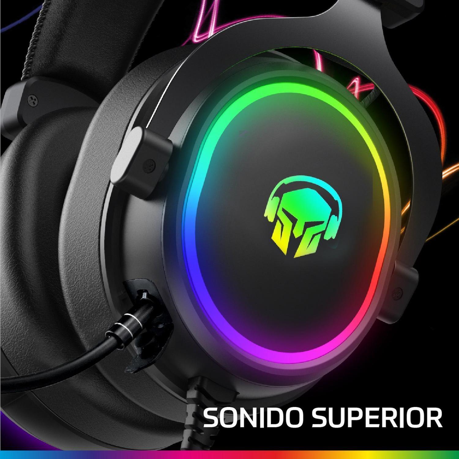 Audifonos Gamer Cybeat Flawless PC USB Luz RGB Driver 53mm-3