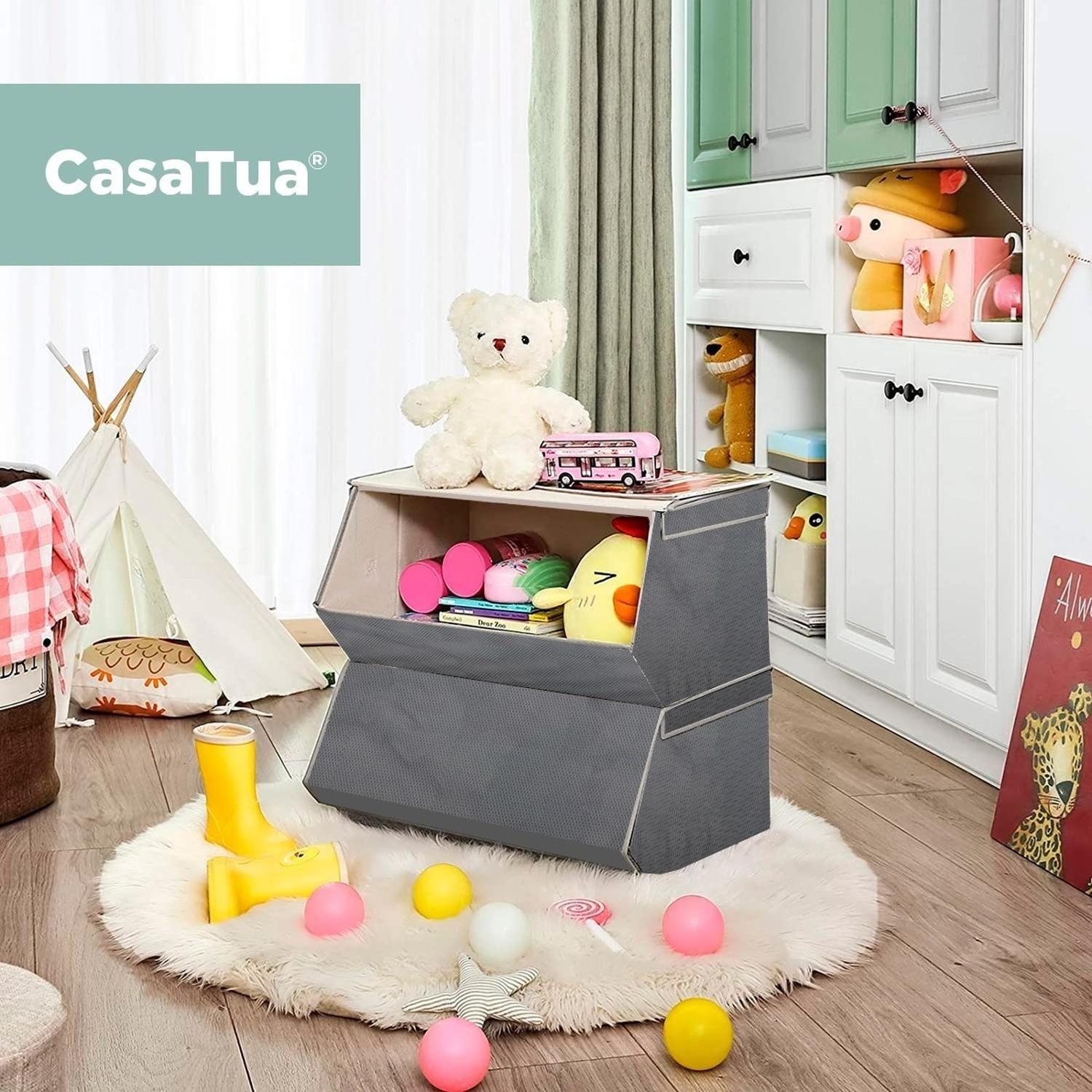 Caja Canasto Organizador de Juguetes CasaTua Set x2 Apilable-6