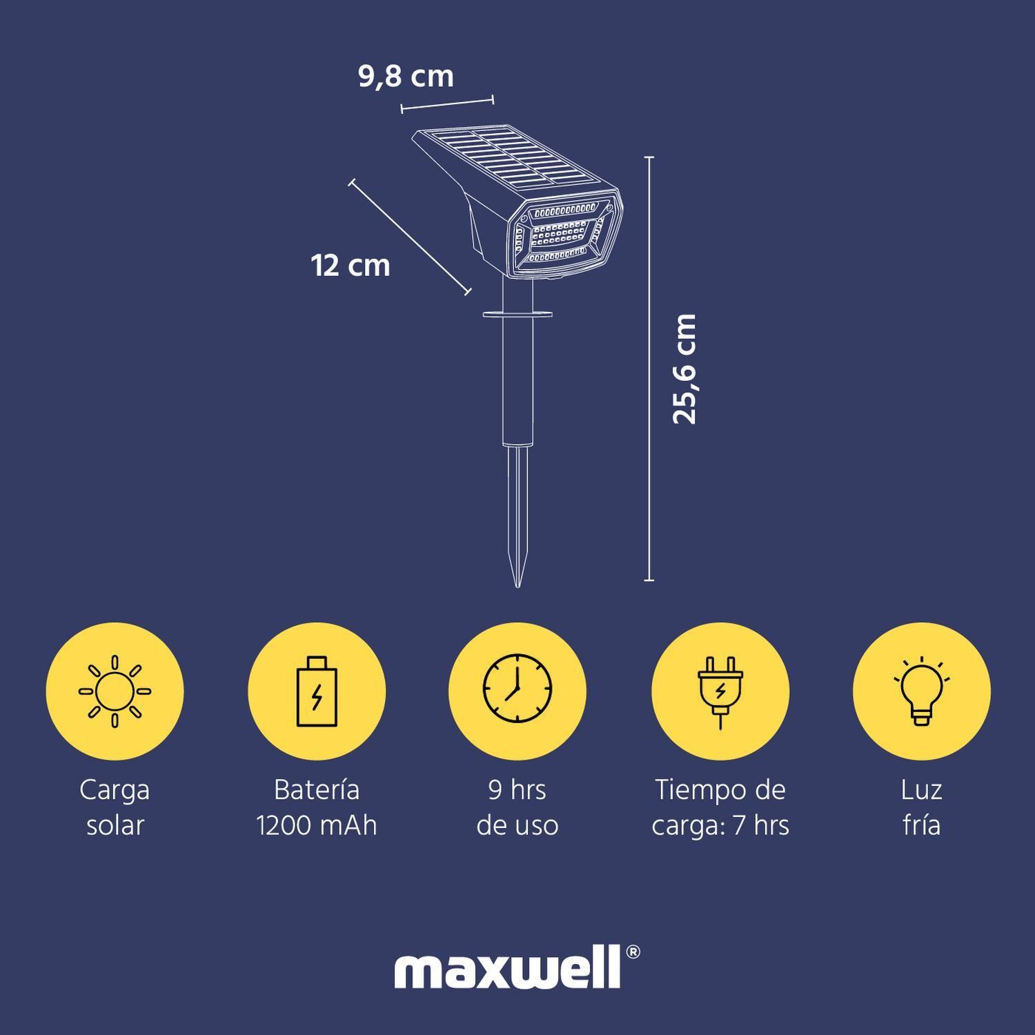 Foco Lampara Estaca Solar LED Jardin Maxwell Impermeable x2-1