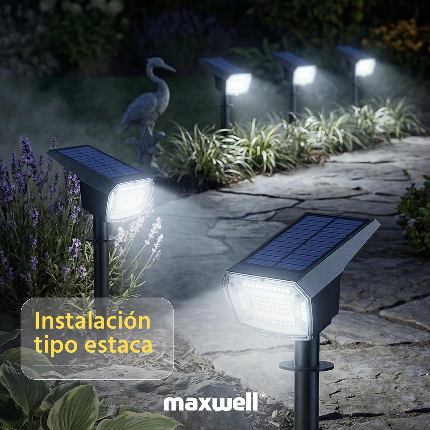 Foco Lampara Estaca Solar LED Jardin Maxwell Impermeable x2-6