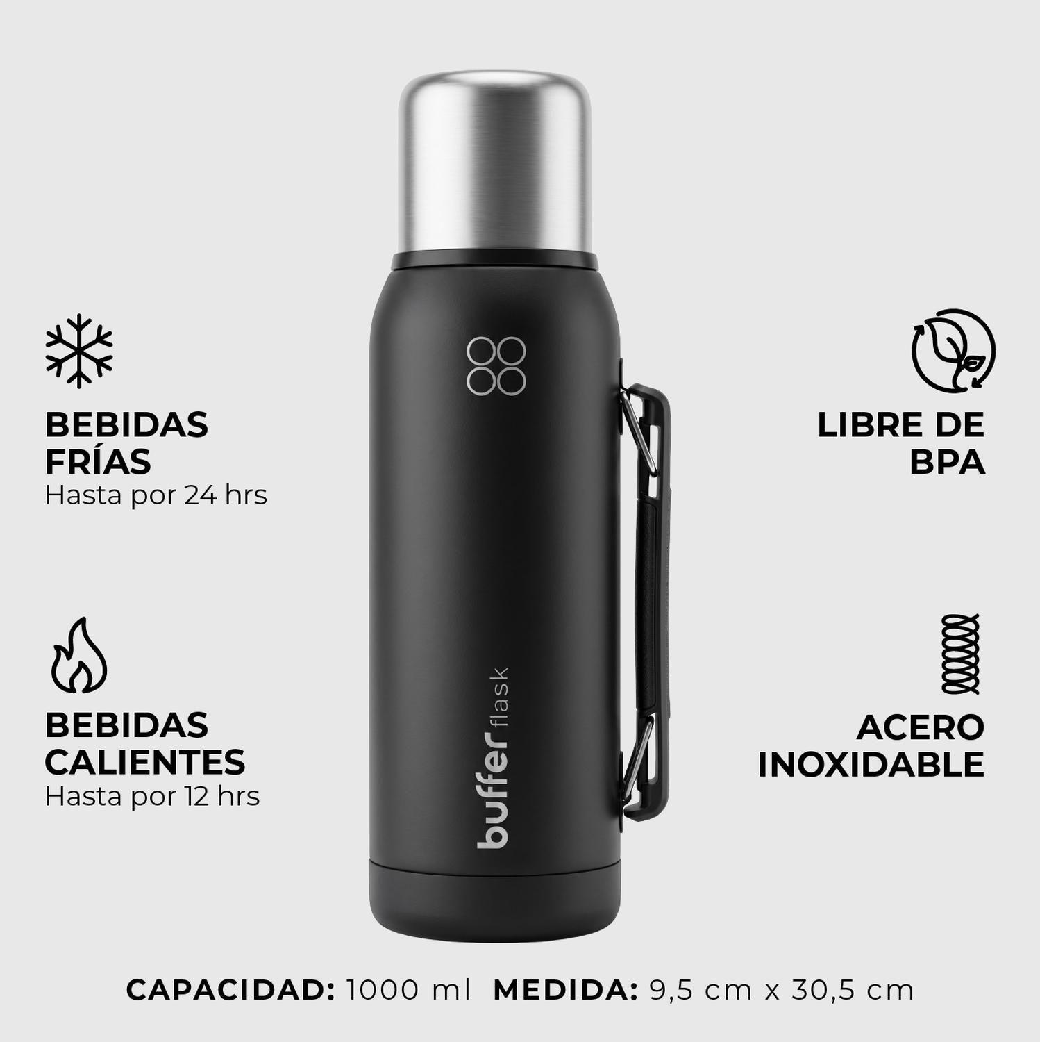 Termo Mate 1 Litro 2 Tapas Acero Inox Buffer Matero Cebador-3