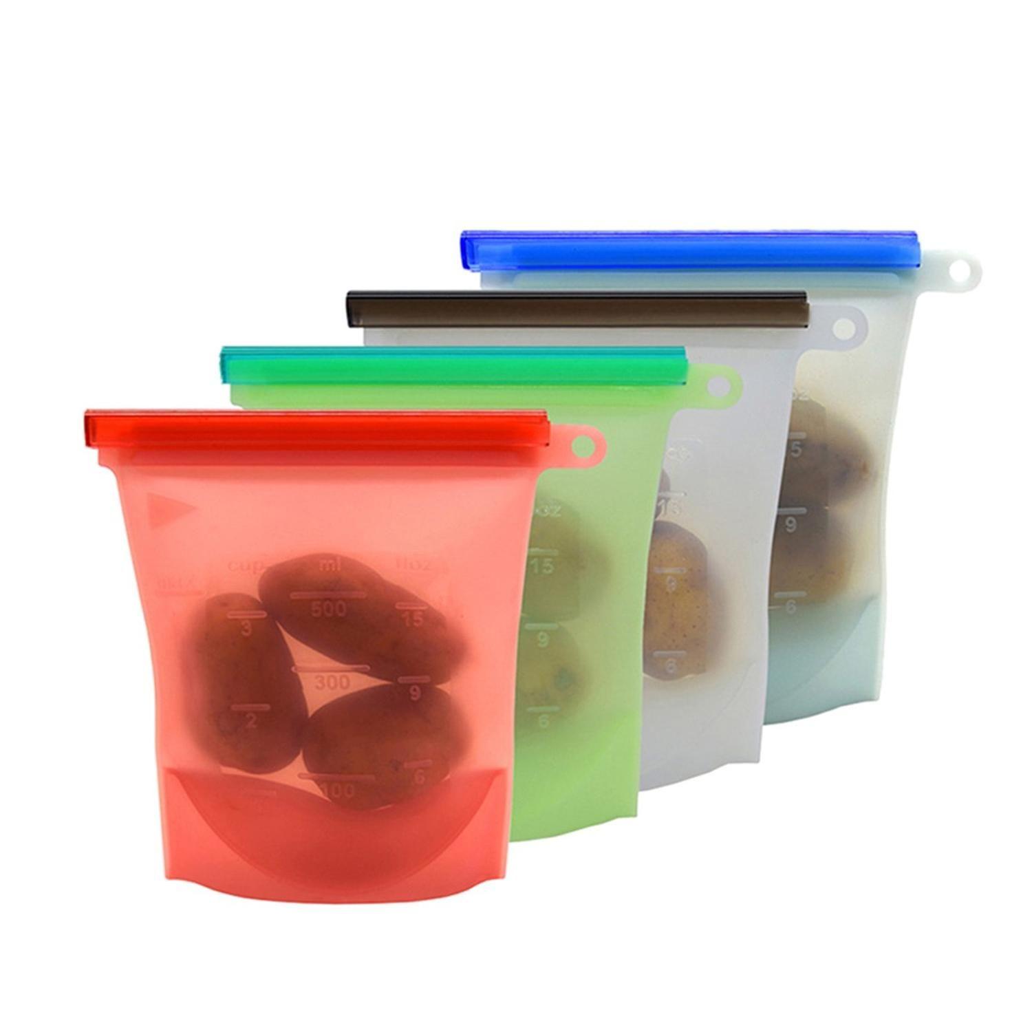 Bolsas Silicona Hermeticas Reutilizables CasaTua Comida Set Celeste-0