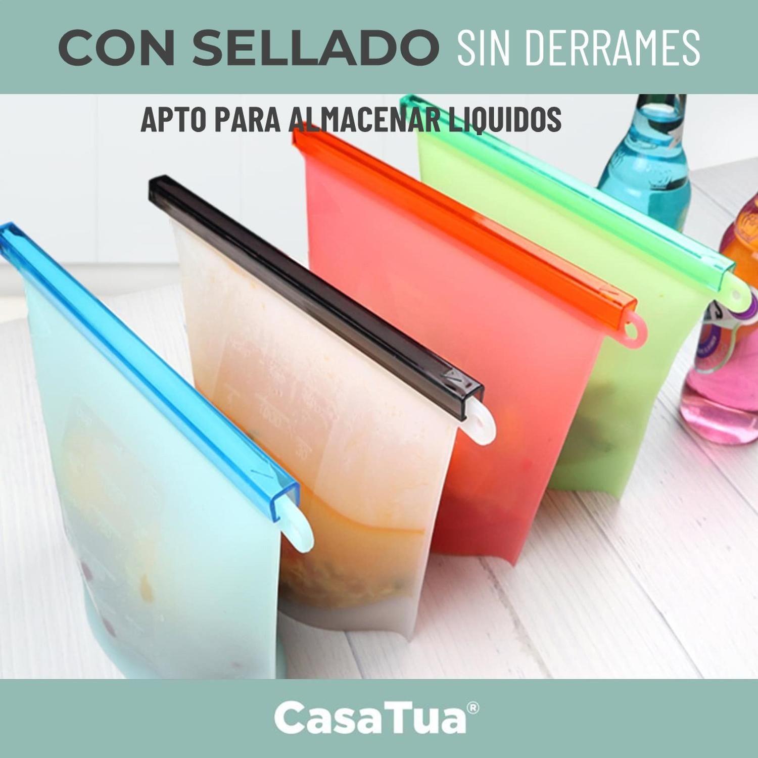 Bolsas Silicona Hermeticas Reutilizables CasaTua Comida Set Celeste-2