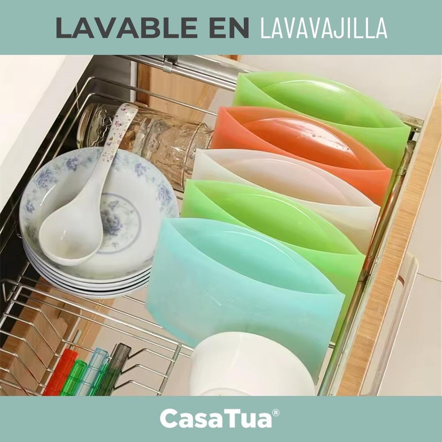 Bolsas Silicona Hermeticas Reutilizables CasaTua Comida Set Celeste-5