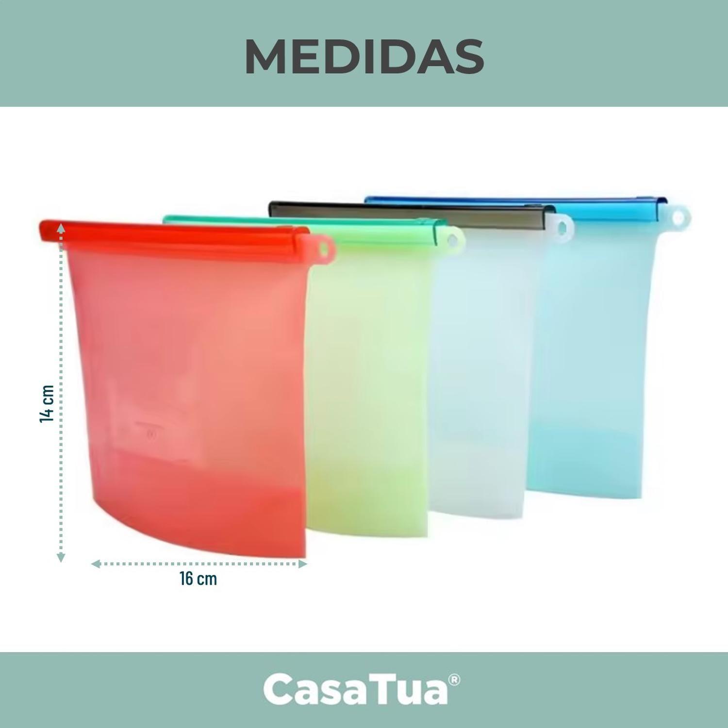 Bolsas Silicona Hermeticas Reutilizables CasaTua Comida Set Celeste-6