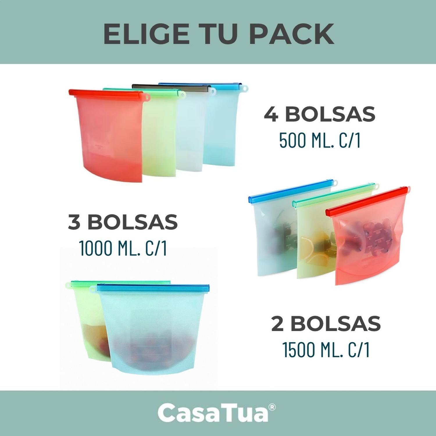 Bolsas Silicona Hermeticas Reutilizables CasaTua Comida Set Celeste-7