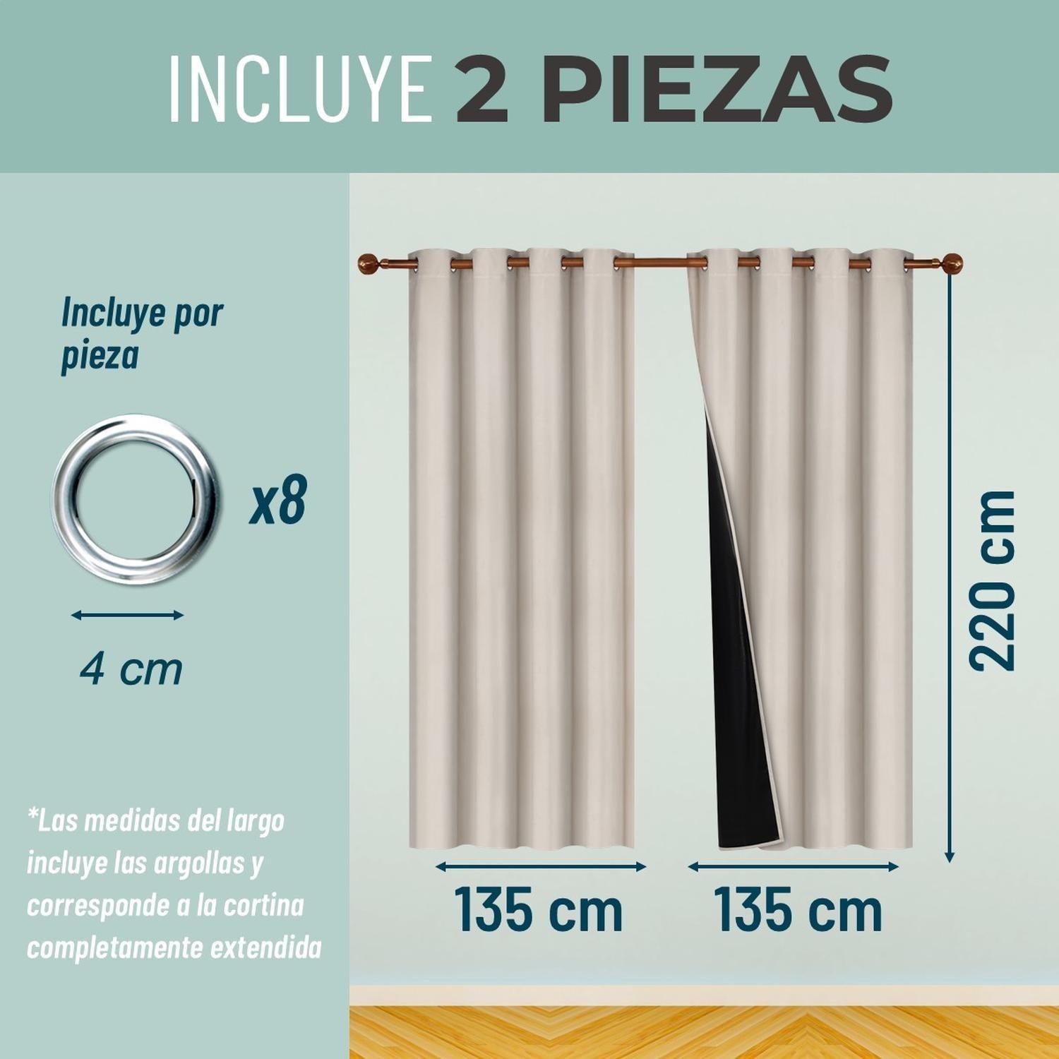 Cortina 100% Blackout Terciopelo Engomada 135x220 Casatua x2-2